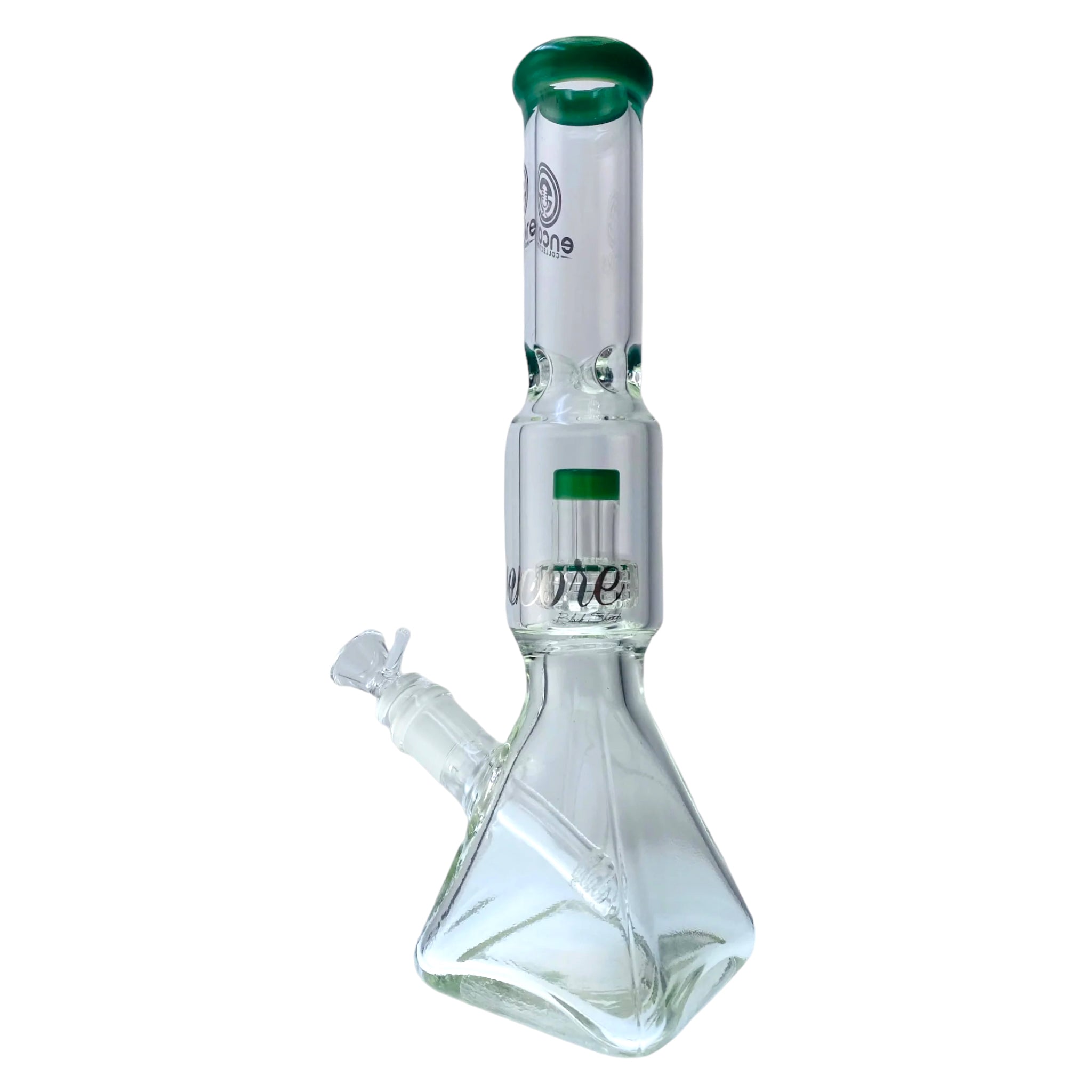 Encore Glass - Clear Square Base Bong With Color Lip And Tree Perc