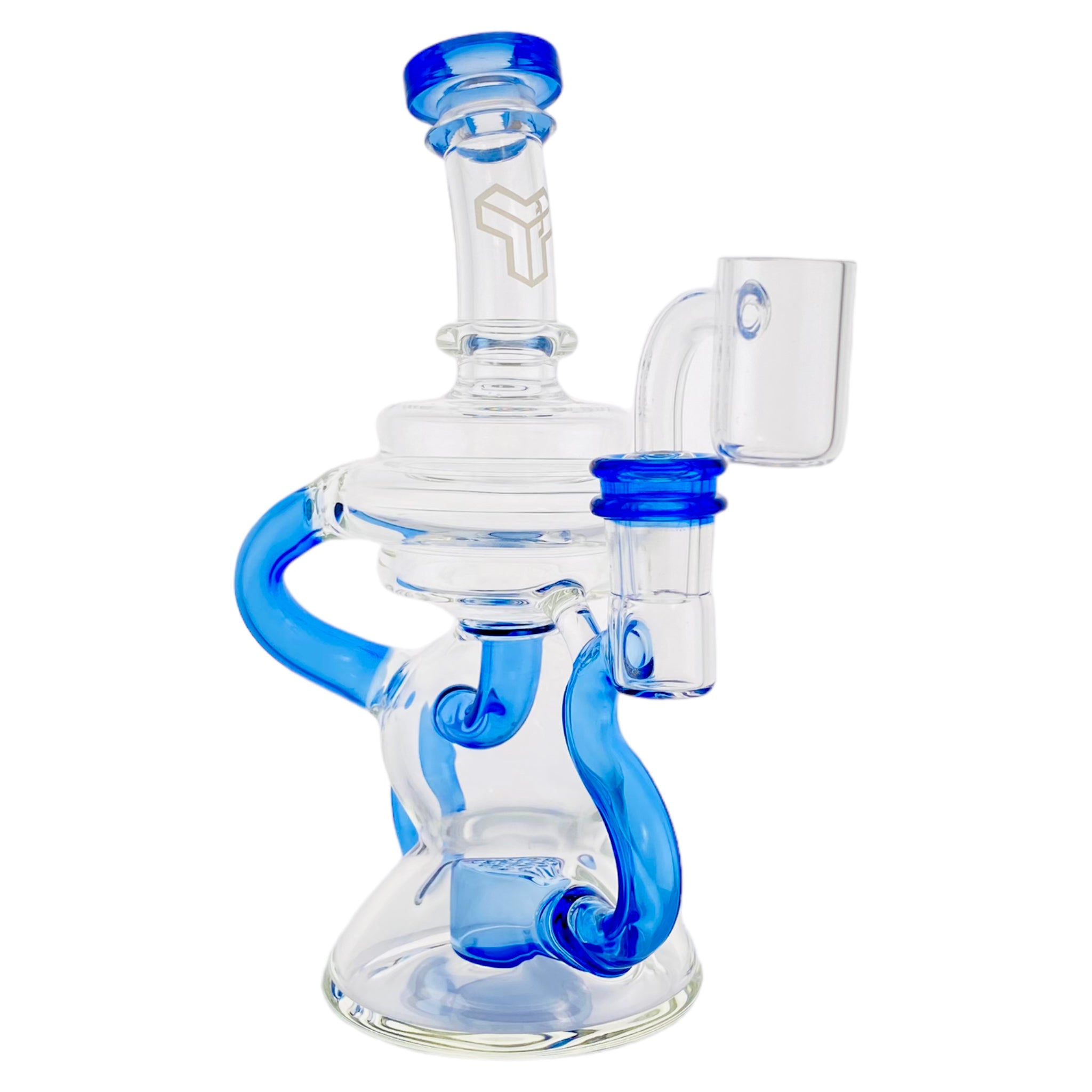 Deluxe Glass - Blue Klein Recycler Dab Rig With Seed of Life Percolator