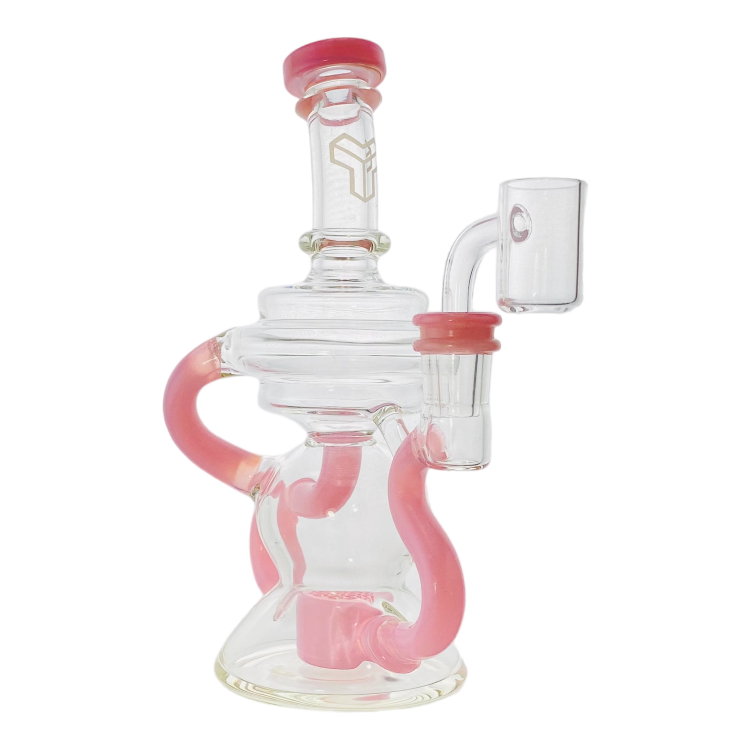 Deluxe Glass - Pink Klein Recycler Dab Rig With Seed of Life Percolator