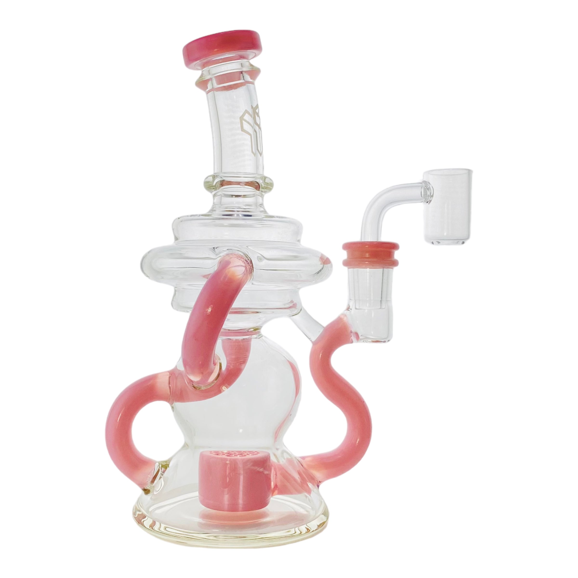 Deluxe Glass - Pink Klein Recycler Dab Rig With Seed of Life Percolator