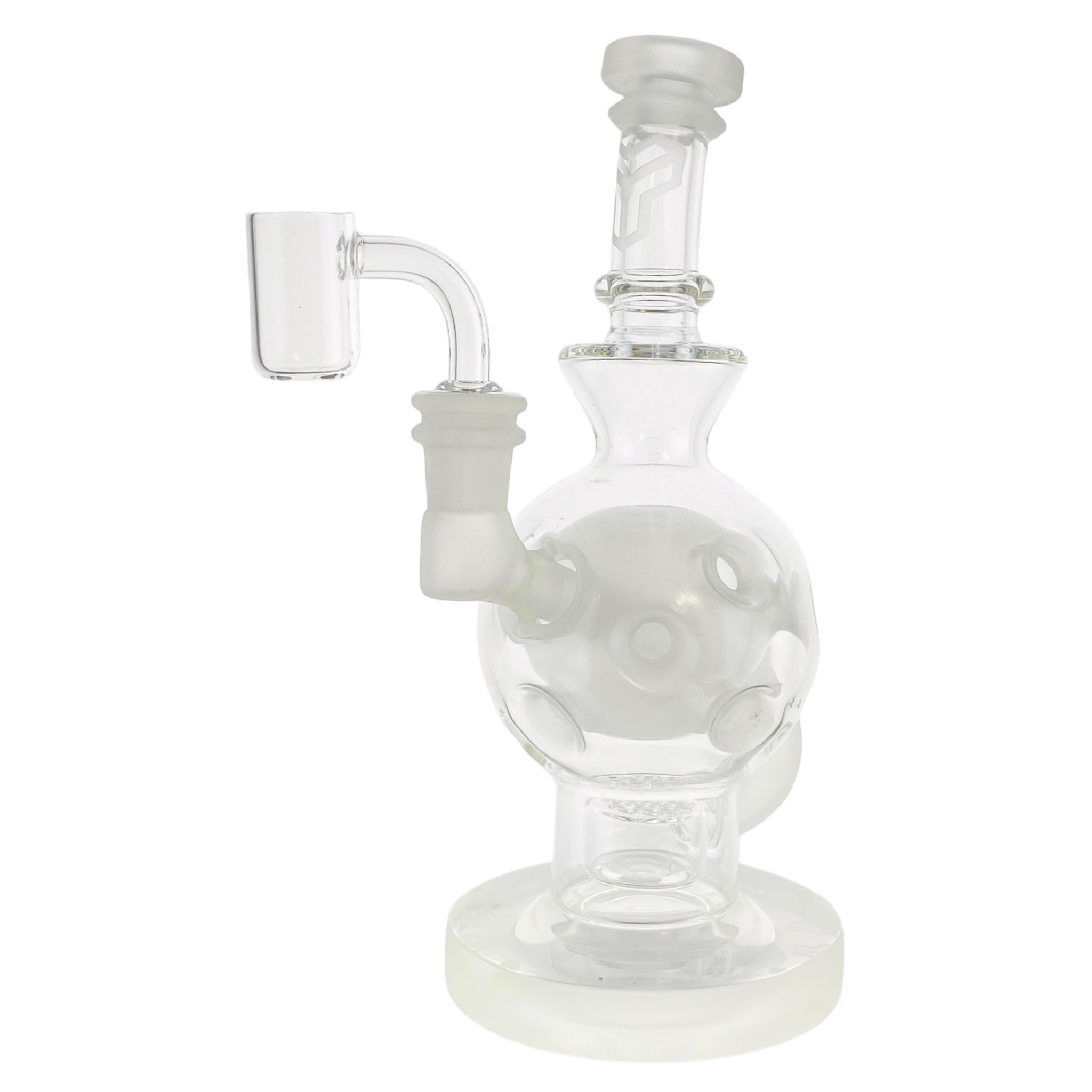 Deluxe Glass - Sandblasted Faberge Exosphere Ball Rig Dab Rig With Seed of Life Perc