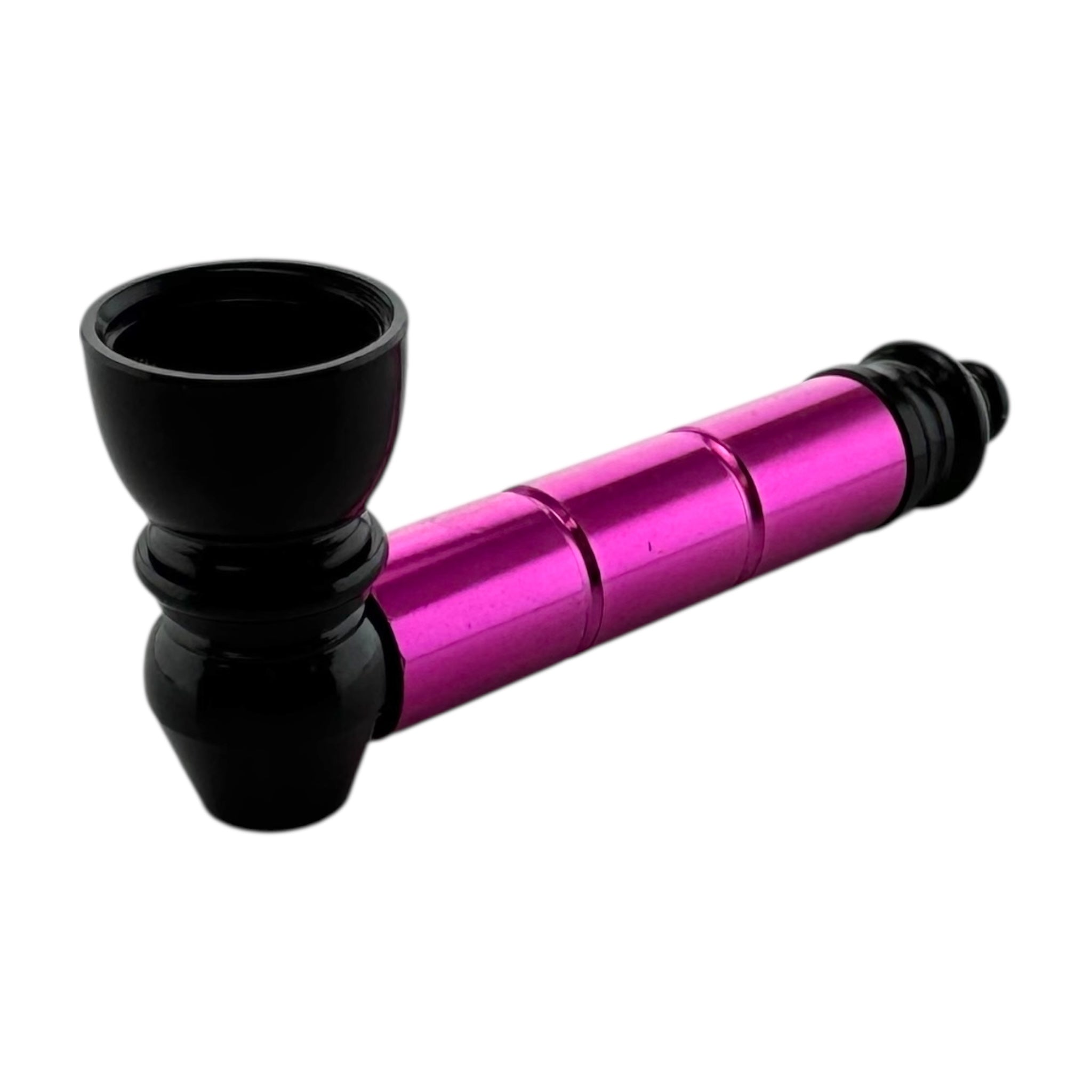 Black And Pink Basic Aluminum Smoking Pipe on a white background