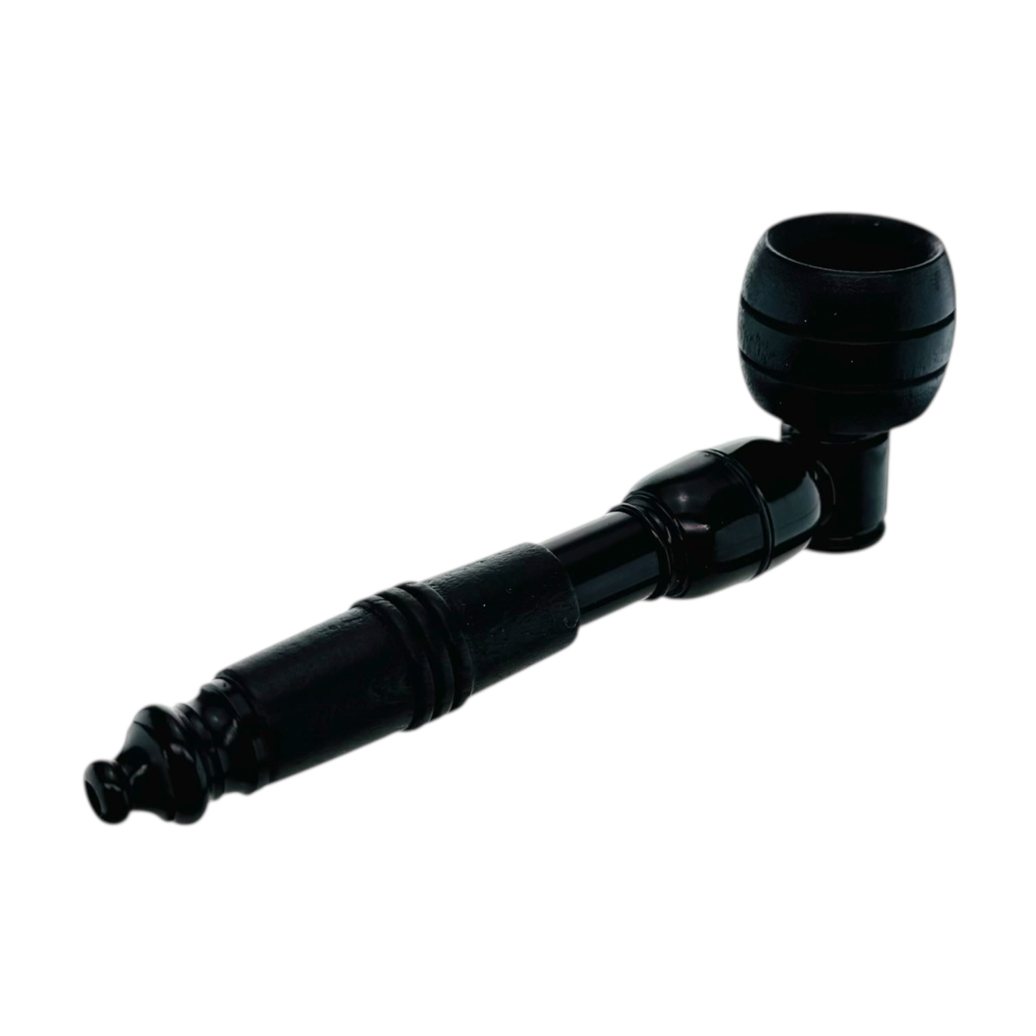 Black tobacco pipe on a white background