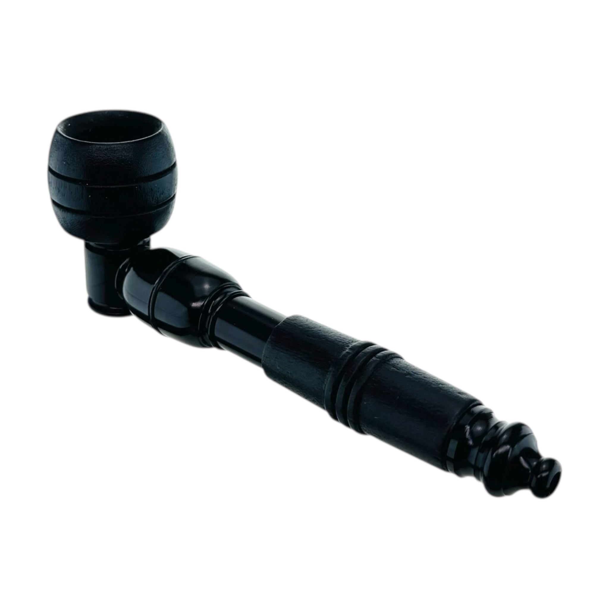 Black wood and metal smoking pipe on a white background