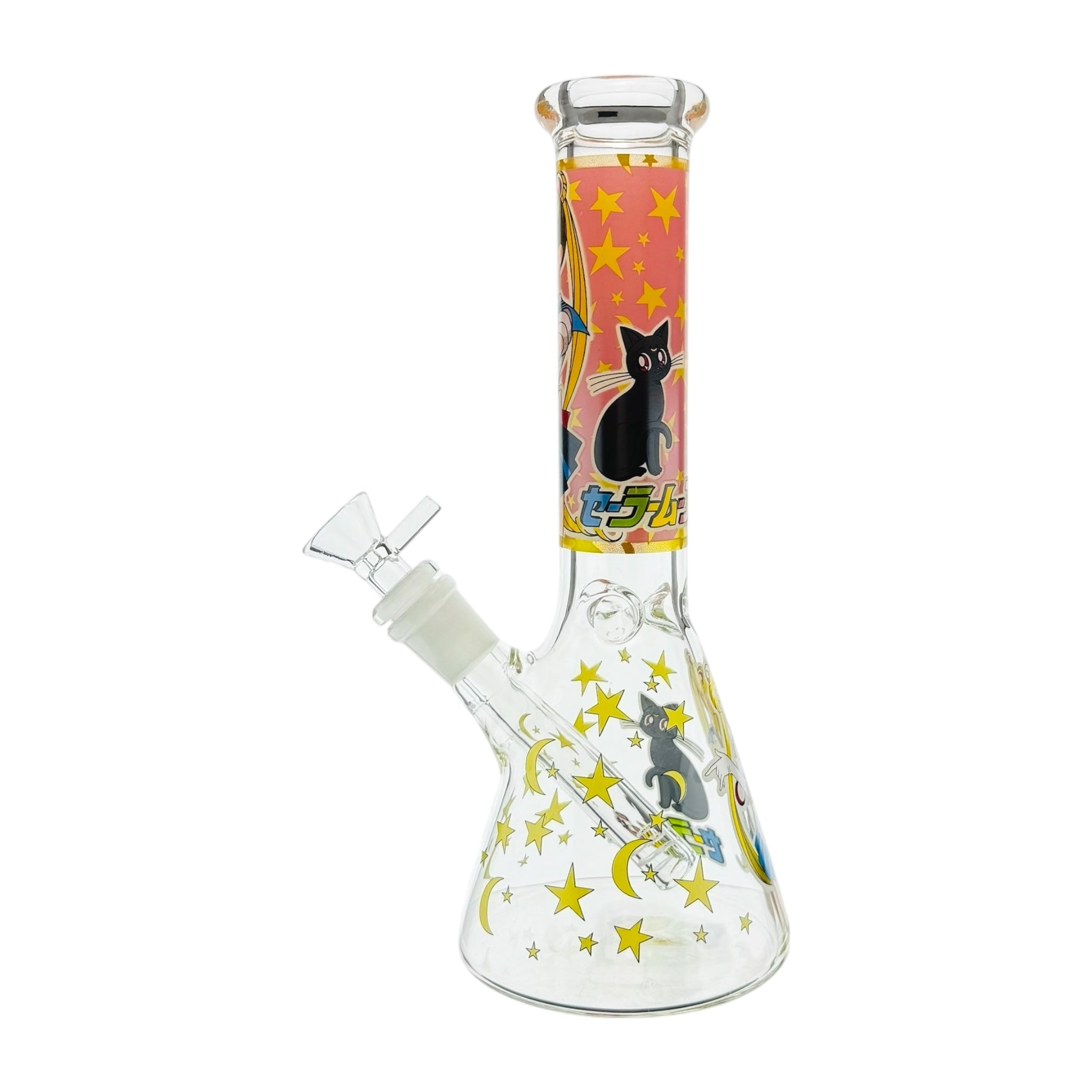 cat bong Blonde Anime Girl With Black Cat 10 Inch Water Pipe