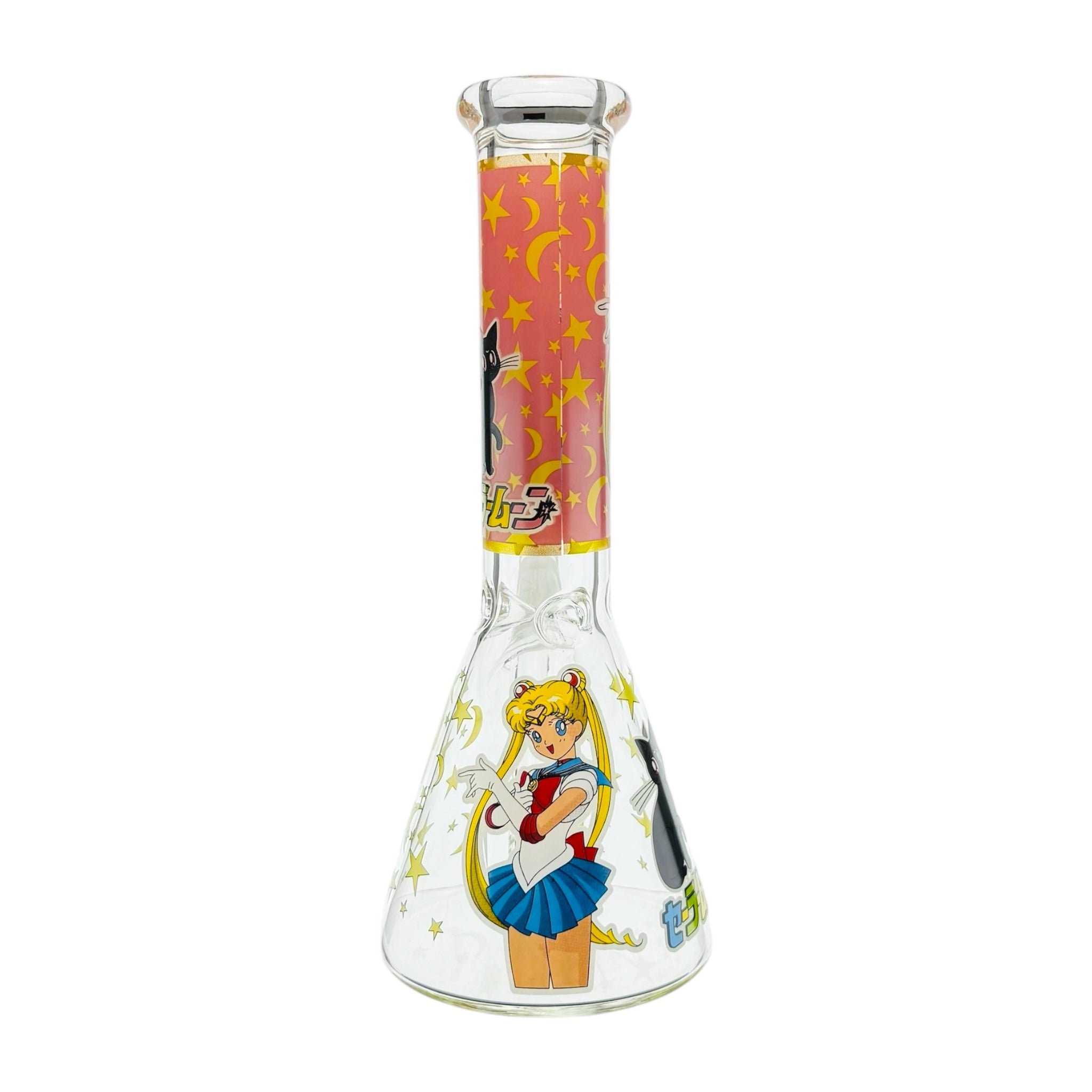 Blonde Anime Girl With Black Cat 10 Inch bong with white background