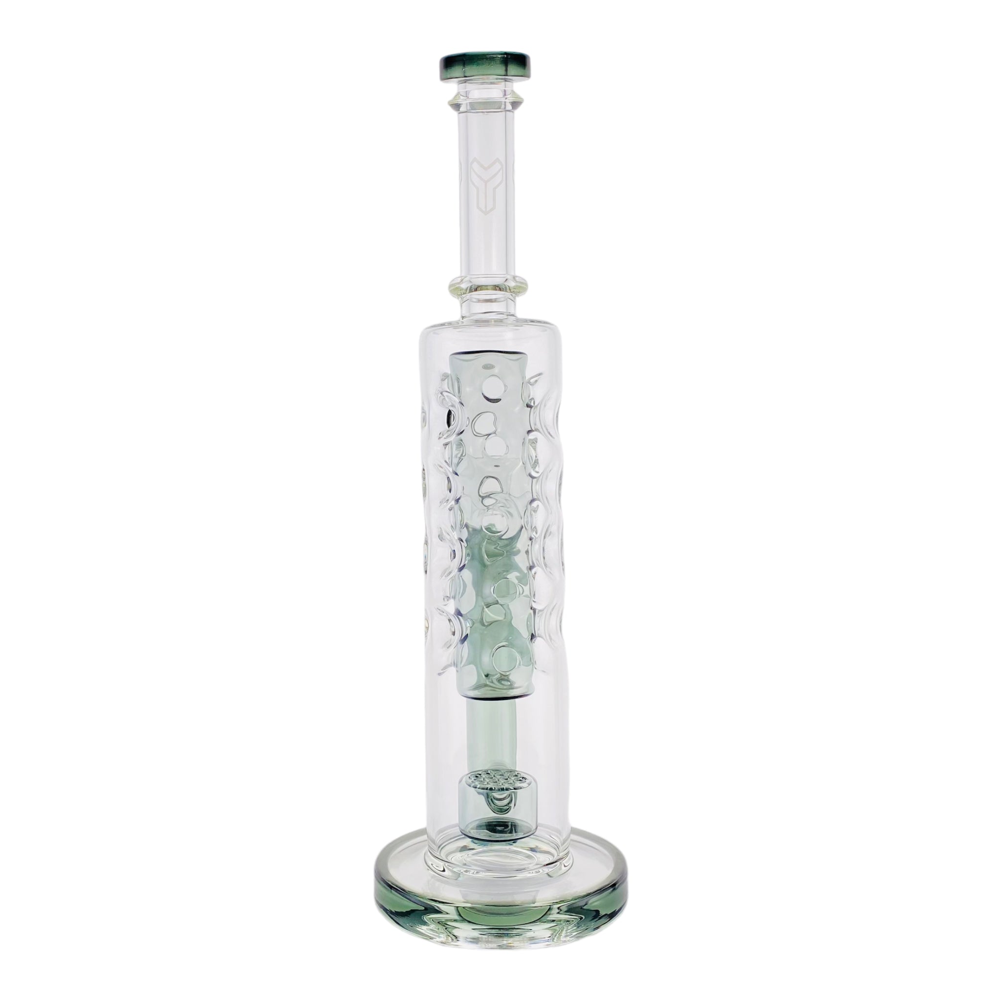 Deluxe Glass - Black Shadow Large Straight Fab Bong Dab Rig With Seed Of Life Perc