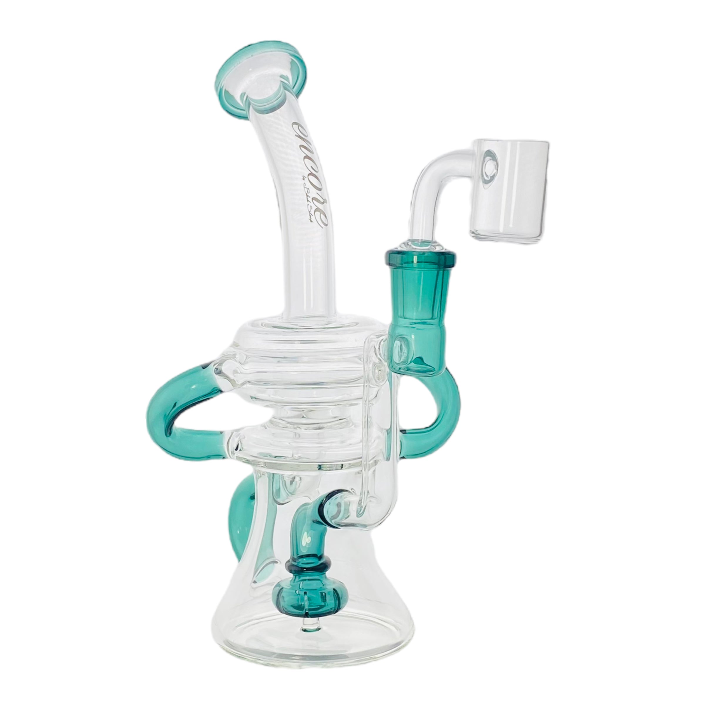 Encore Glass - Teal Double Uptake Klein Recycler Glass Dab Rig