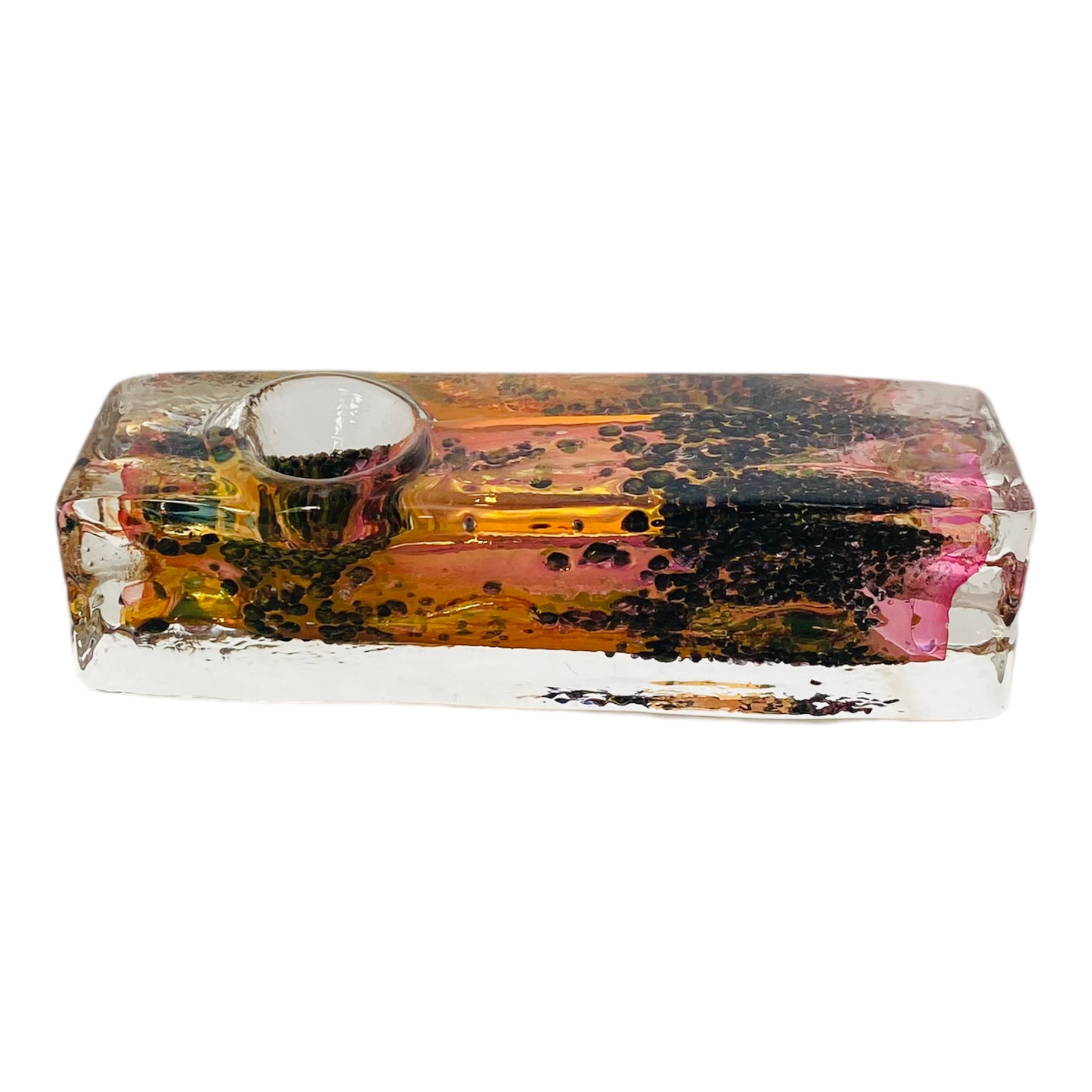 pink best Inside Out Double Blown Rectangle Glass Hand Pipe