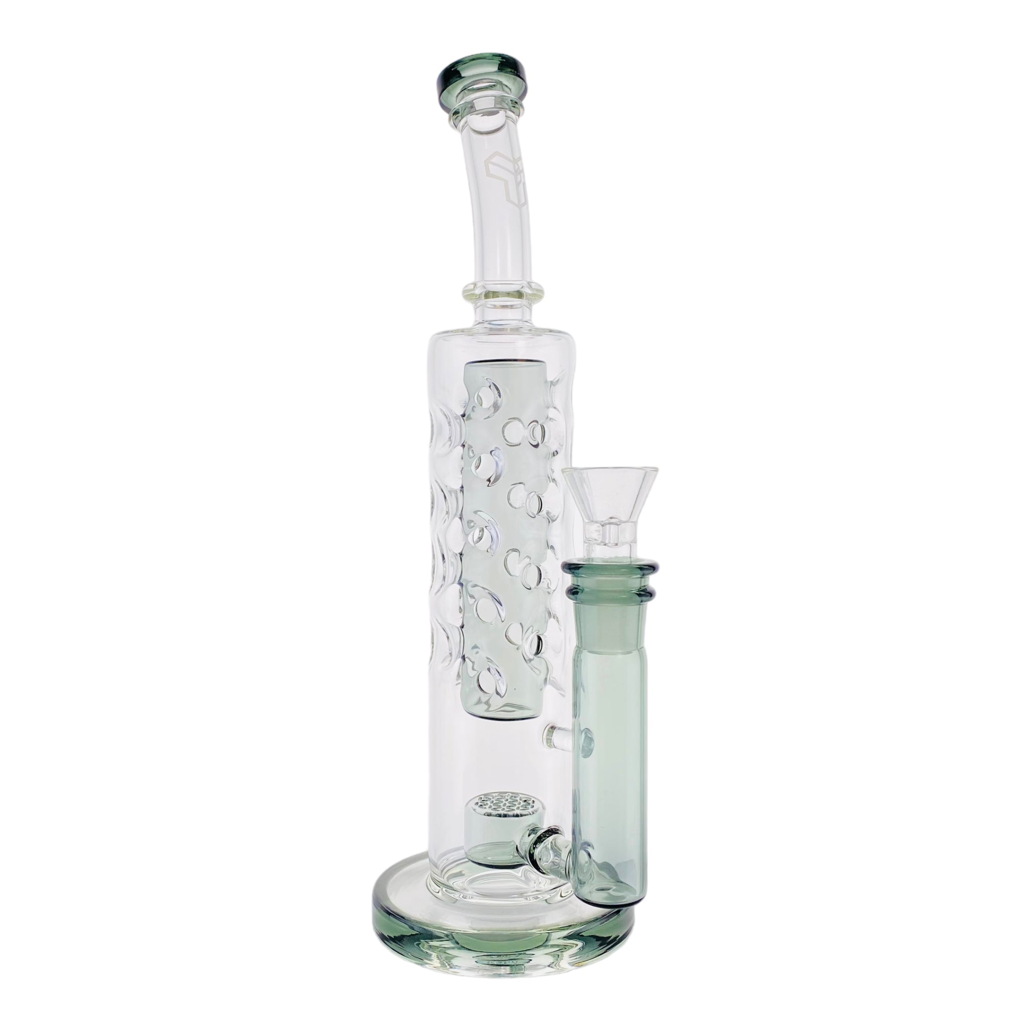 Deluxe Glass - Black Shadow Large Straight Fab Bong Dab Rig With Seed Of Life Perc