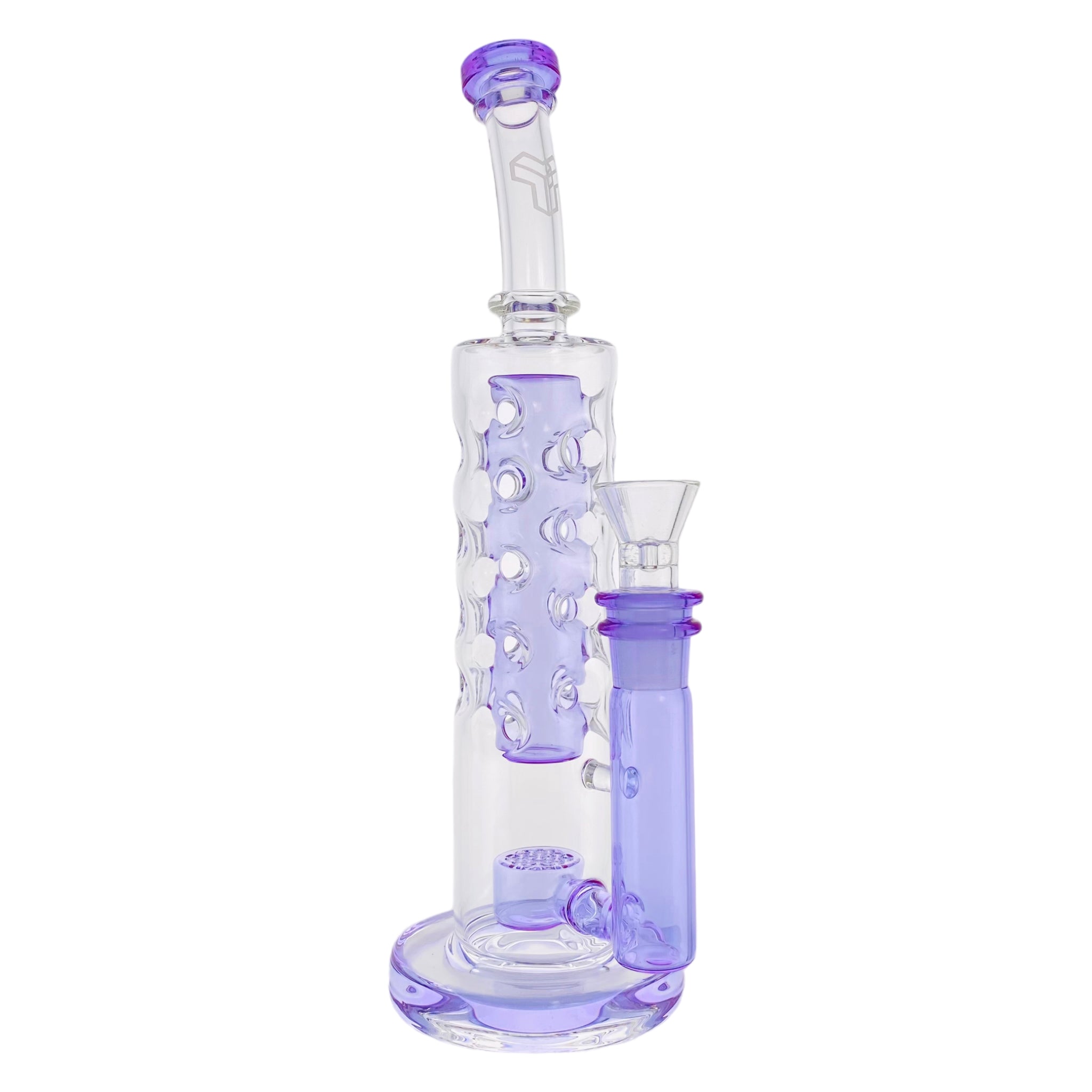 Deluxe Glass - CFL Reactive Large Straight Fab Bong Dab Rig With Seed Of Life Perc