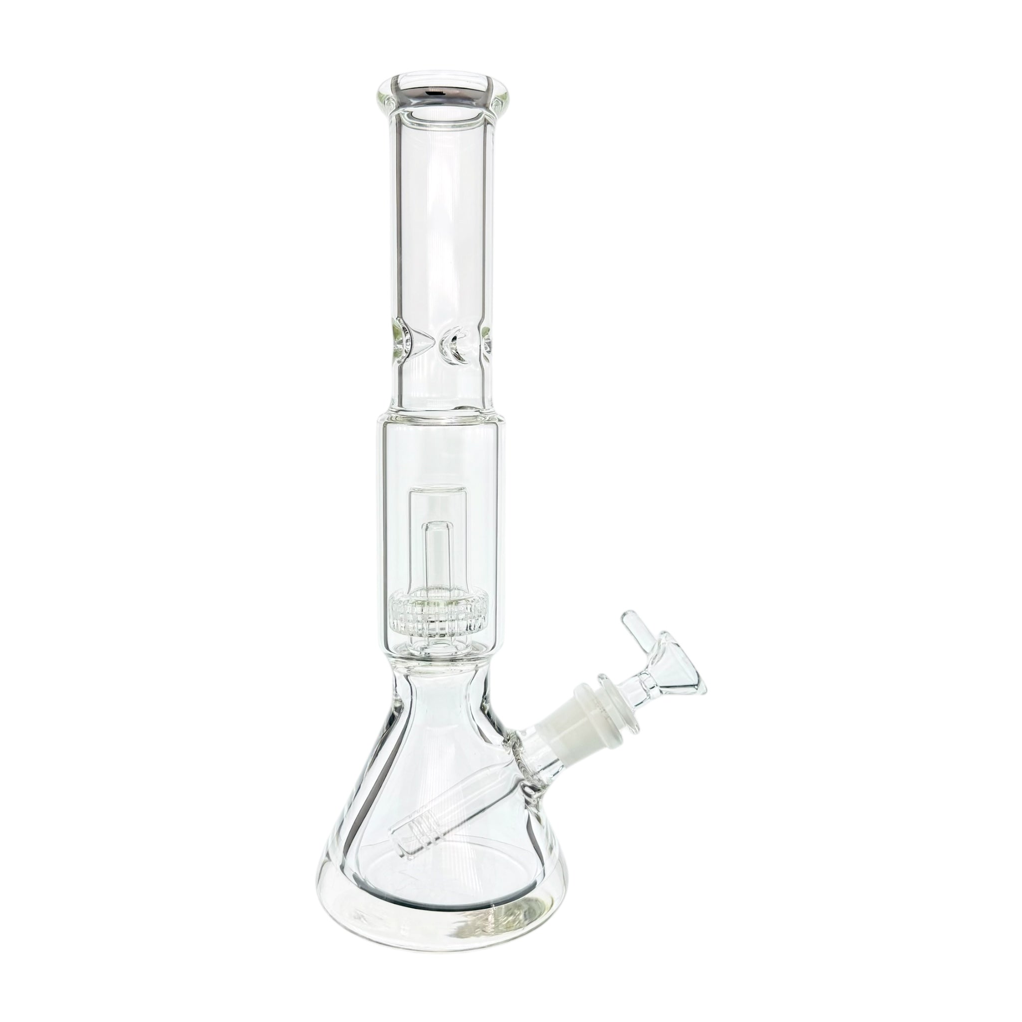 Clear glass water pipe on a white background