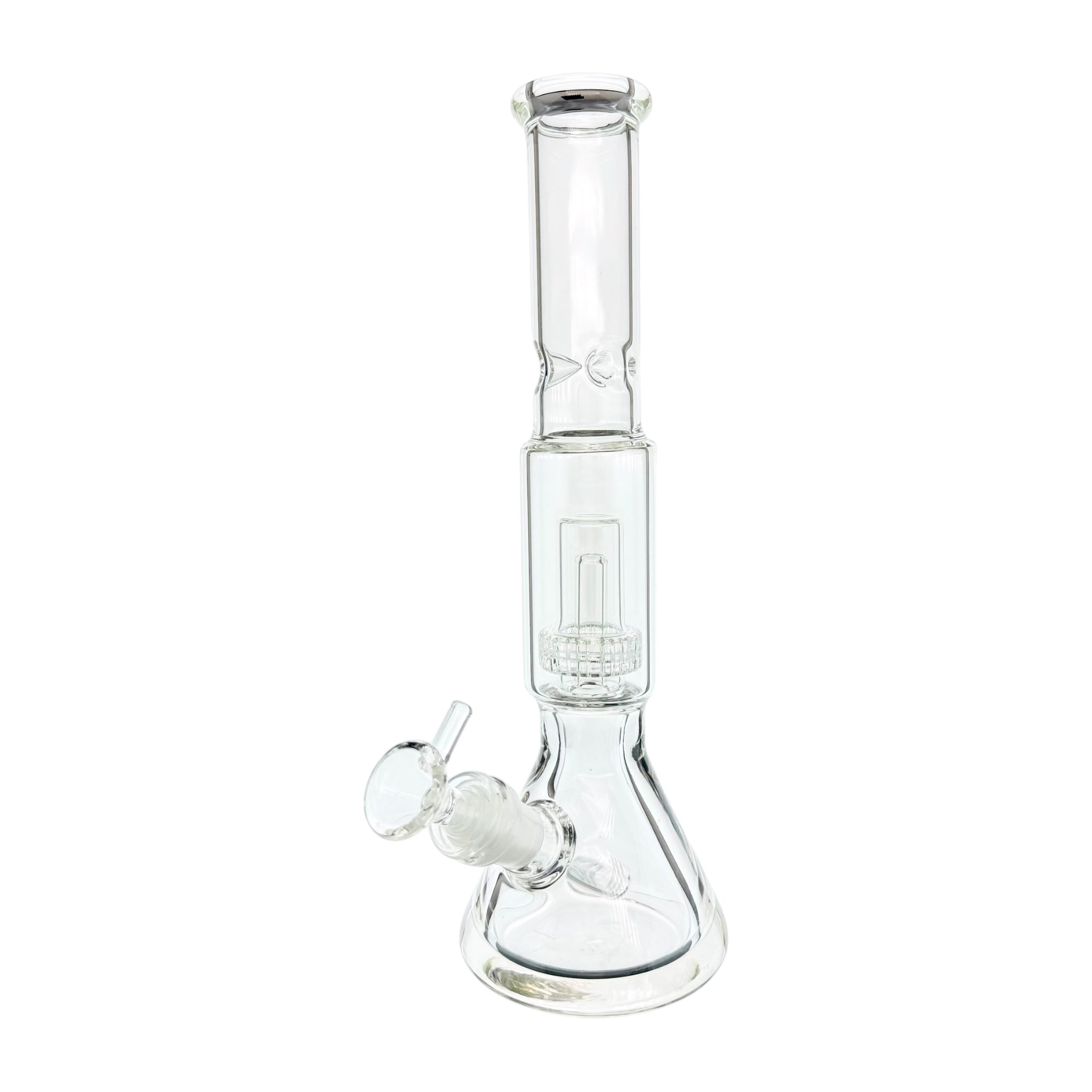 Clear Bong With Perc & Extra Thick Beaker Base 12 Inches on a white background