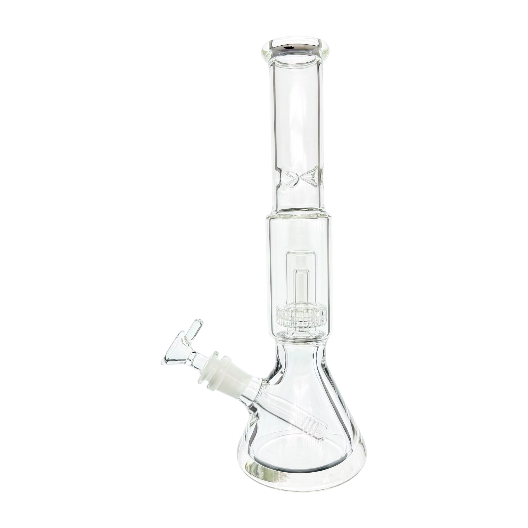 Clear Bong With Perc & Extra Thick Beaker Base 12 Inches water pipe on a white background