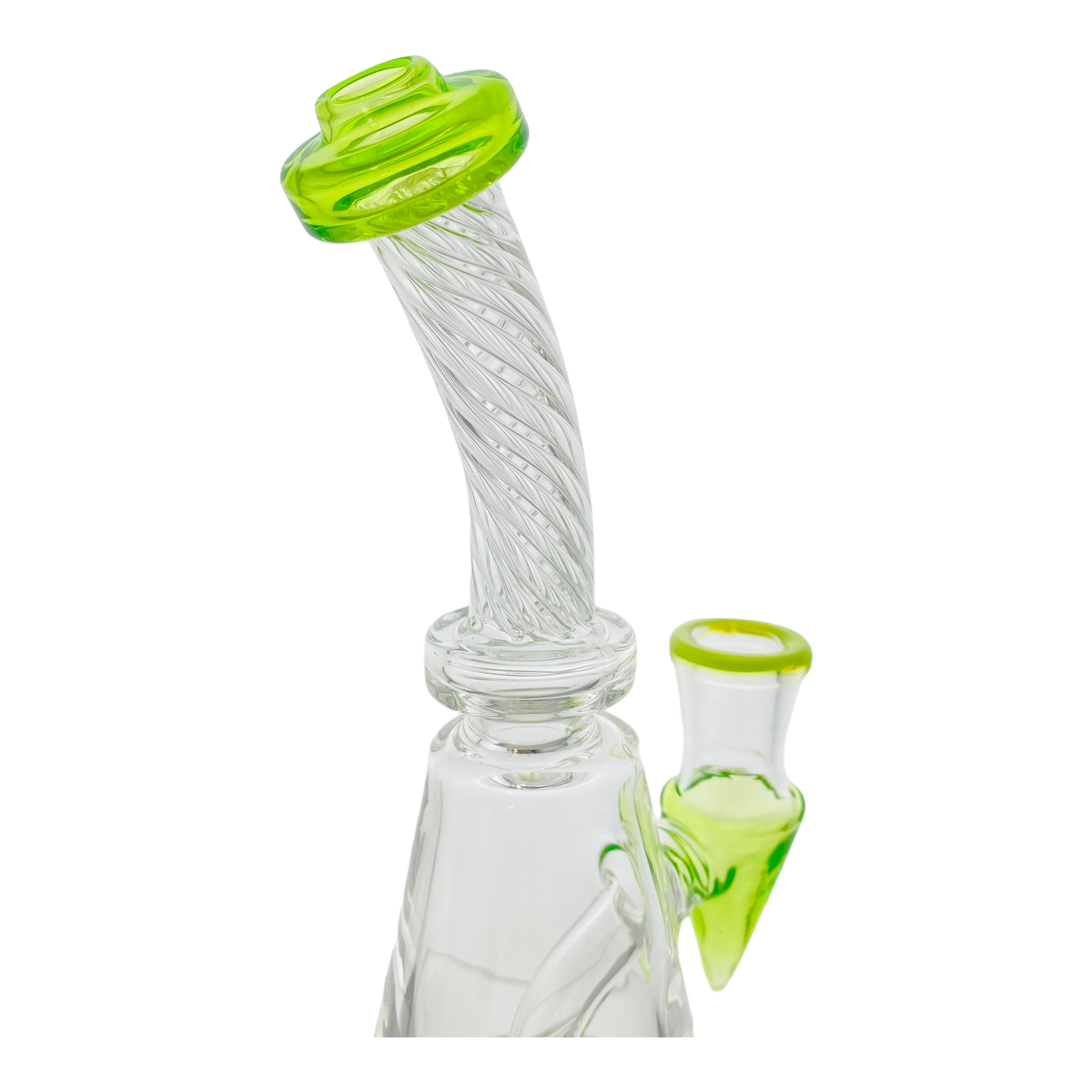 best cheap cute Green Glass Dab Rig With Multi Hole Twirl Neck 14mm fitting banger hanger