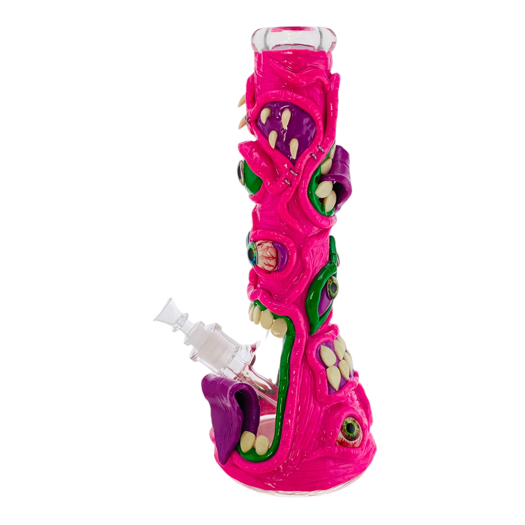 Pink Crazy Monster Face Beaker Bong