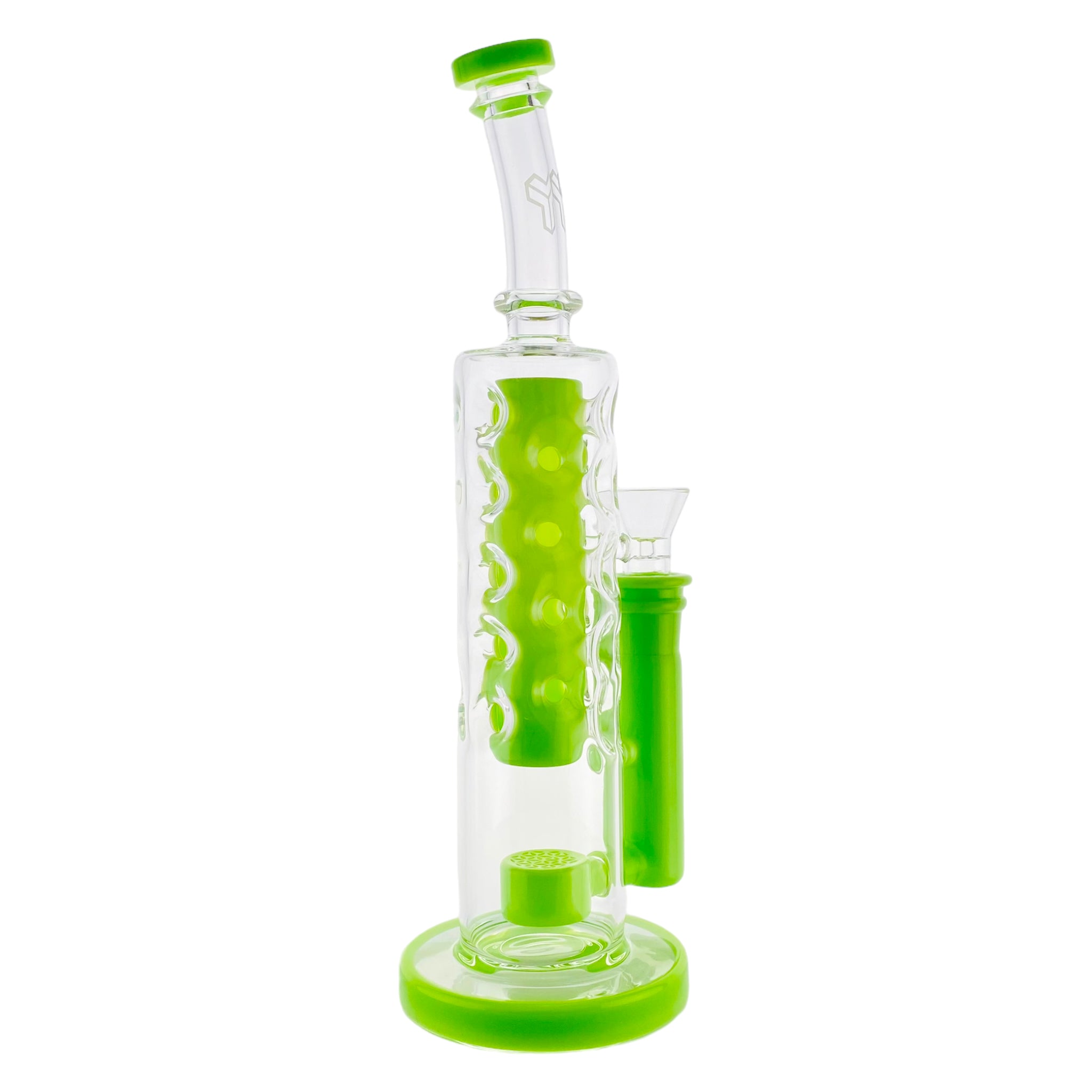 Deluxe Glass - Slyme Green Large Straight Fab Dab Rig With Seed Of Life Perc