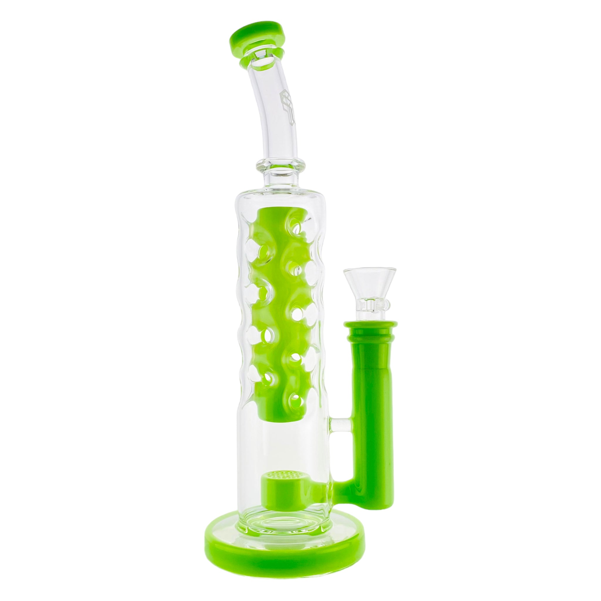 Deluxe Glass - Slyme Green Large Straight Fab Dab Rig With Seed Of Life Perc