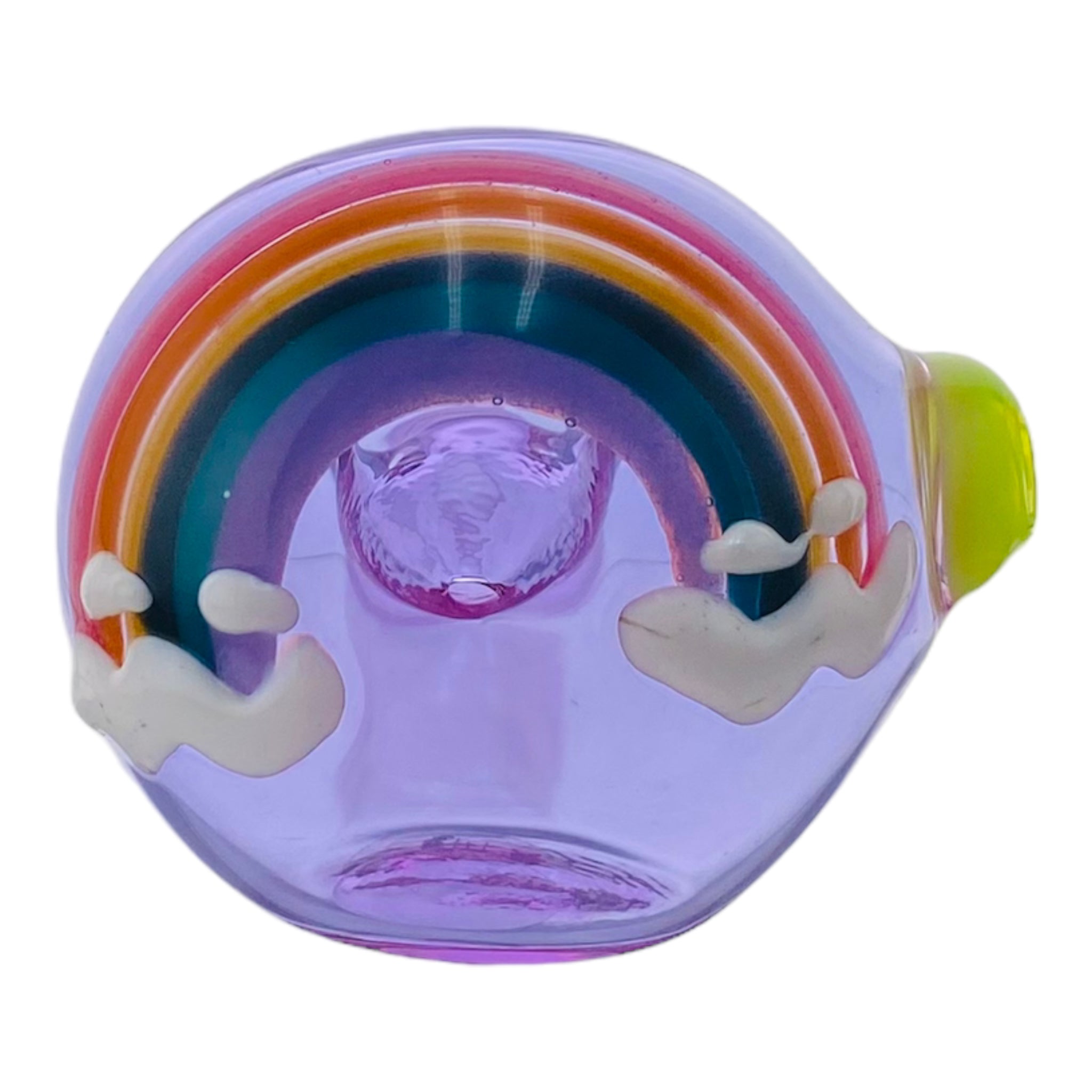 Jellyfish Glass - Purple Glass Hand Pipe With Rainbow And Clouds