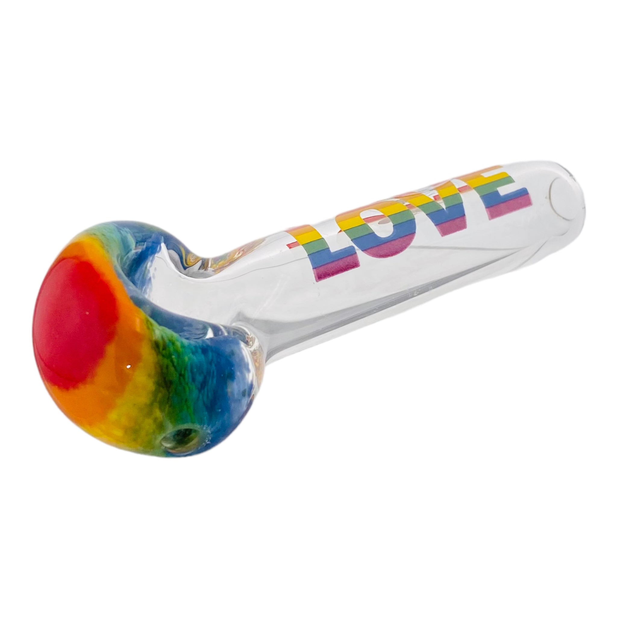 Jellyfish Glass - Clear With Rainbow Frit Bowl And Rainbow Love