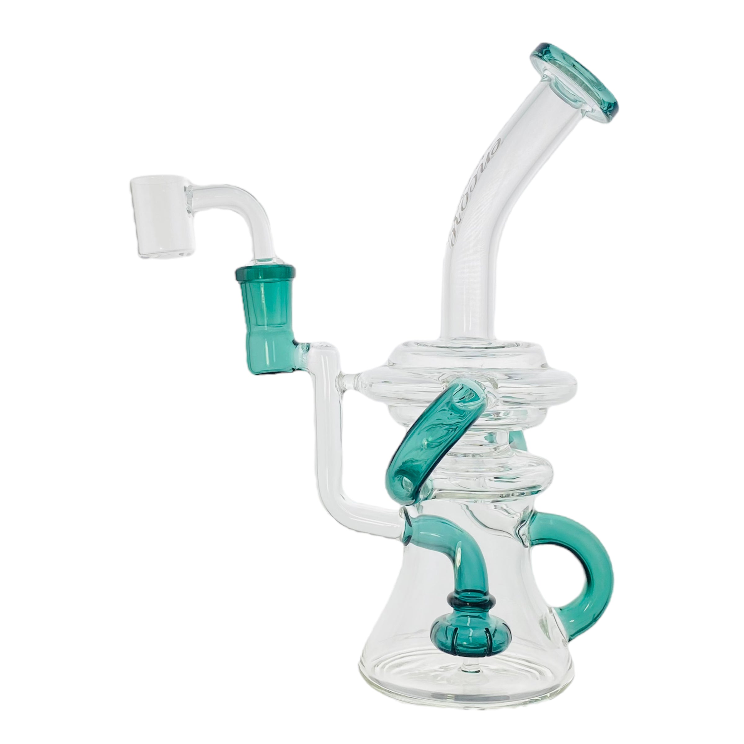 Encore Glass - Teal Double Uptake Klein Recycler Glass Dab Rig