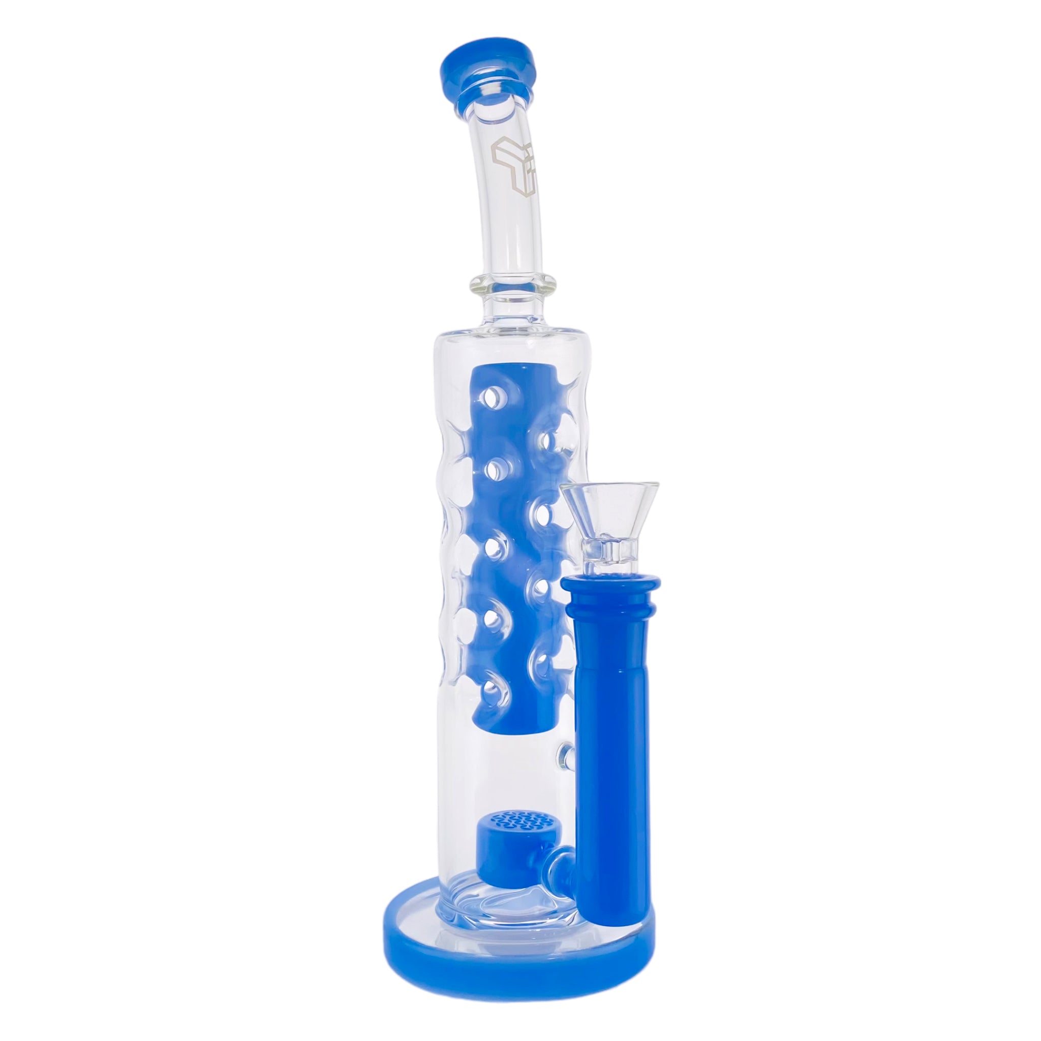 Deluxe Glass - Blue Milk Large Straight Fab Bong Dab Rig With Seed Of Life Perc