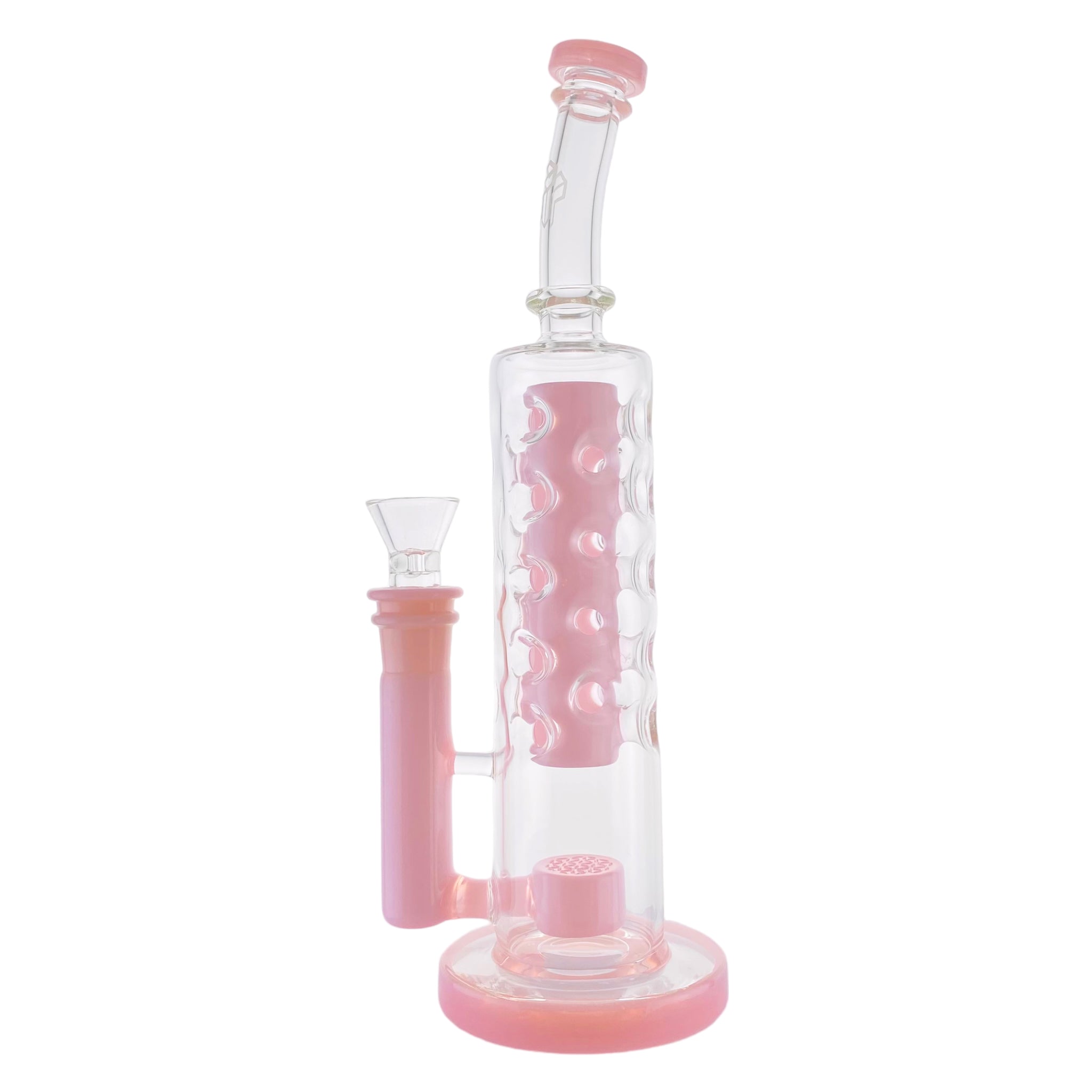 Deluxe Glass - Pink Large Straight Fab Bong Dab Rig With Seed Of Life Perc