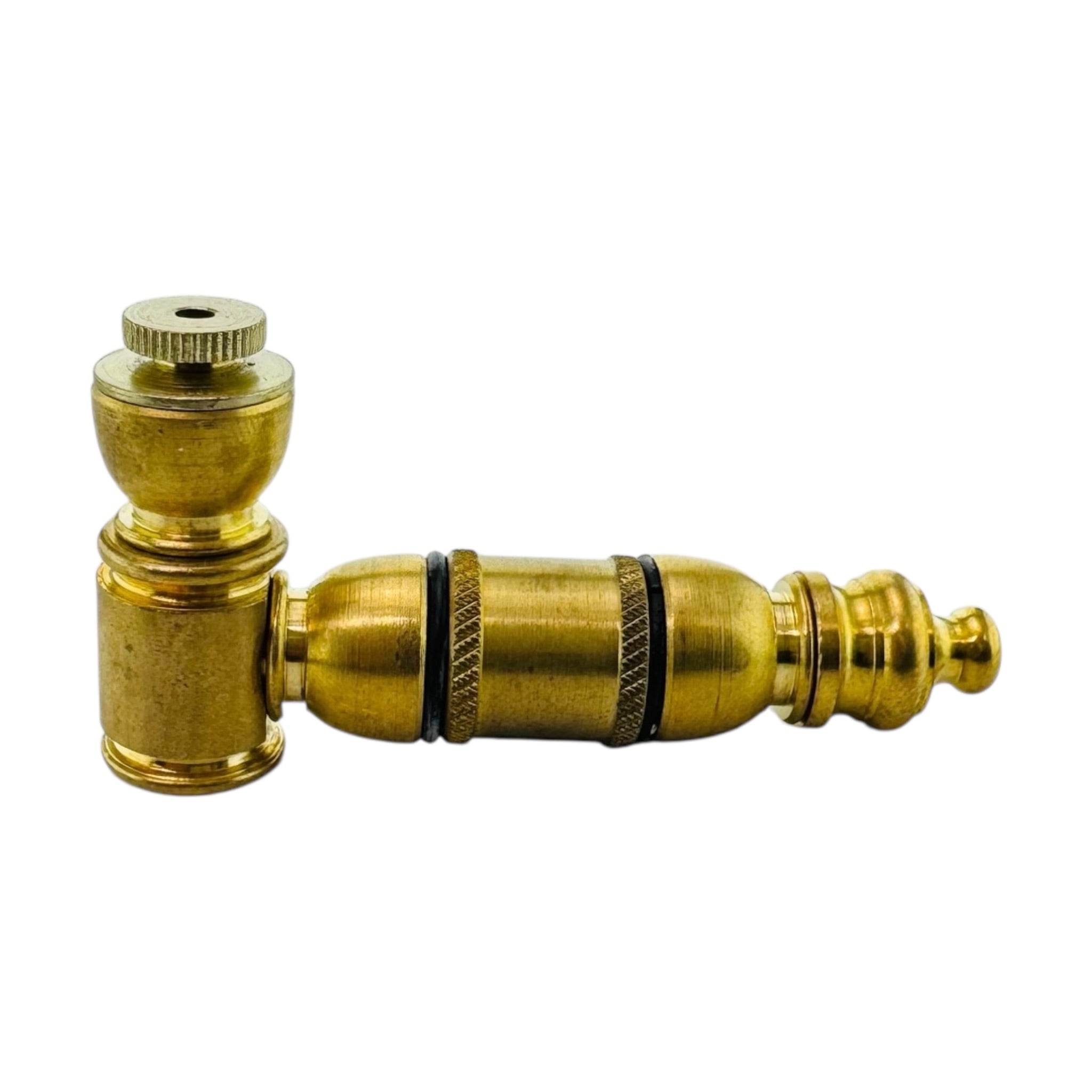Small Brass Extended Mini Chamber Hand Pipe With Cap