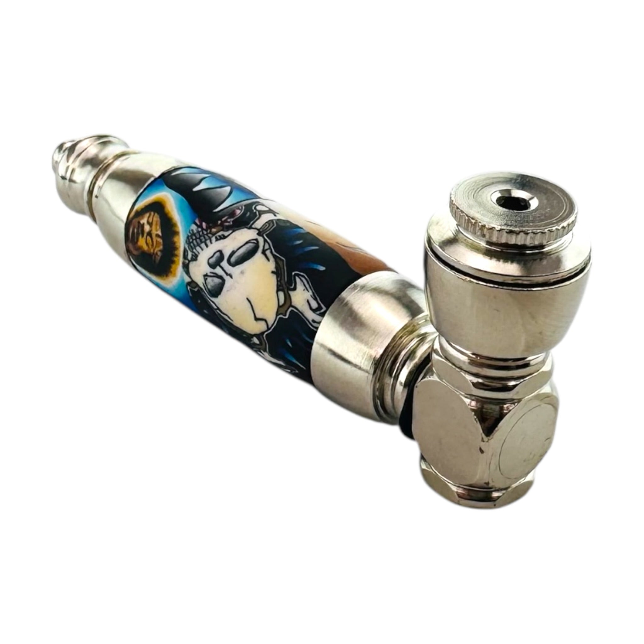 Large Chamber Metal Smoking Pipe With Random Combined Designs