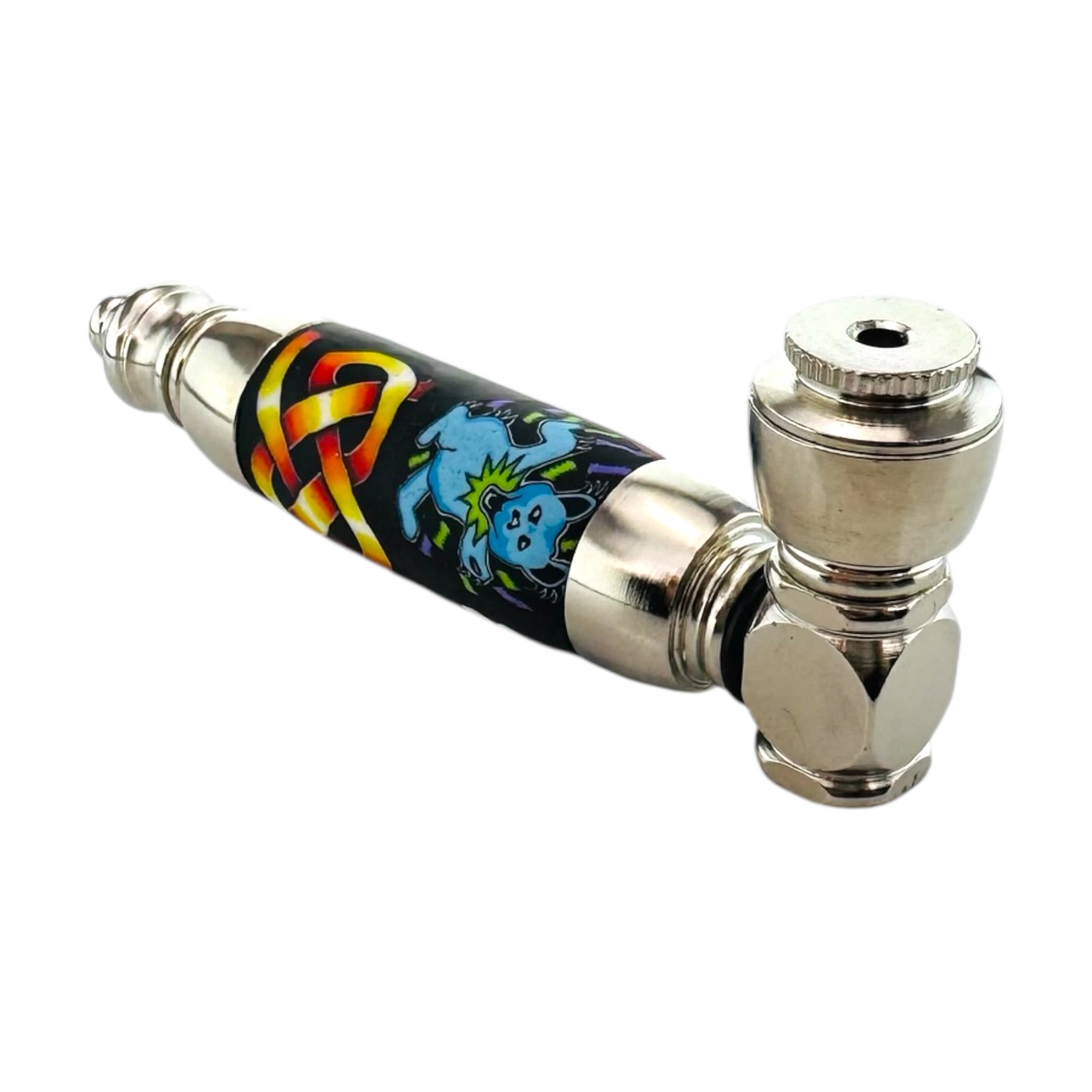 Large Chamber Metal Smoking Pipe With Random Combined Designs