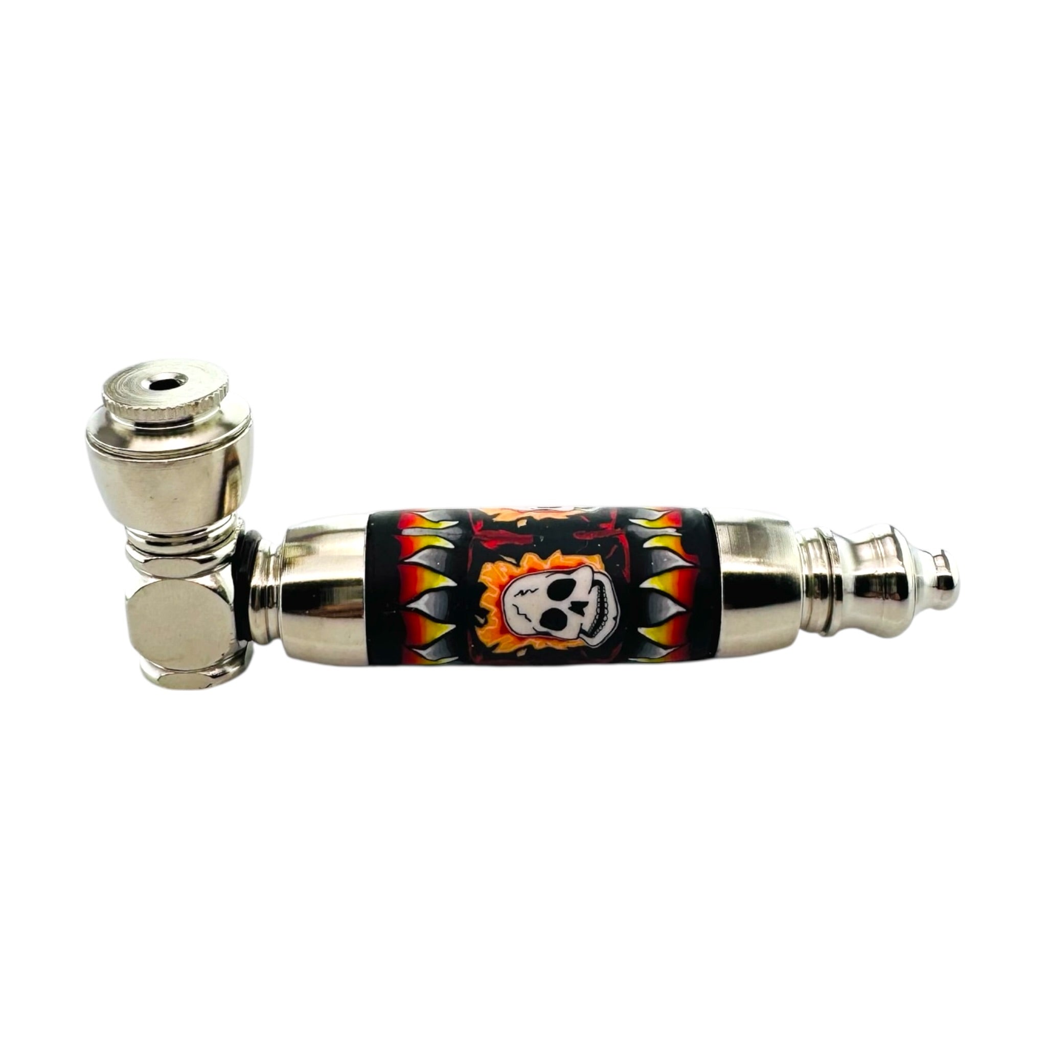 Large Chamber Silver Chrome With Flaming Skull