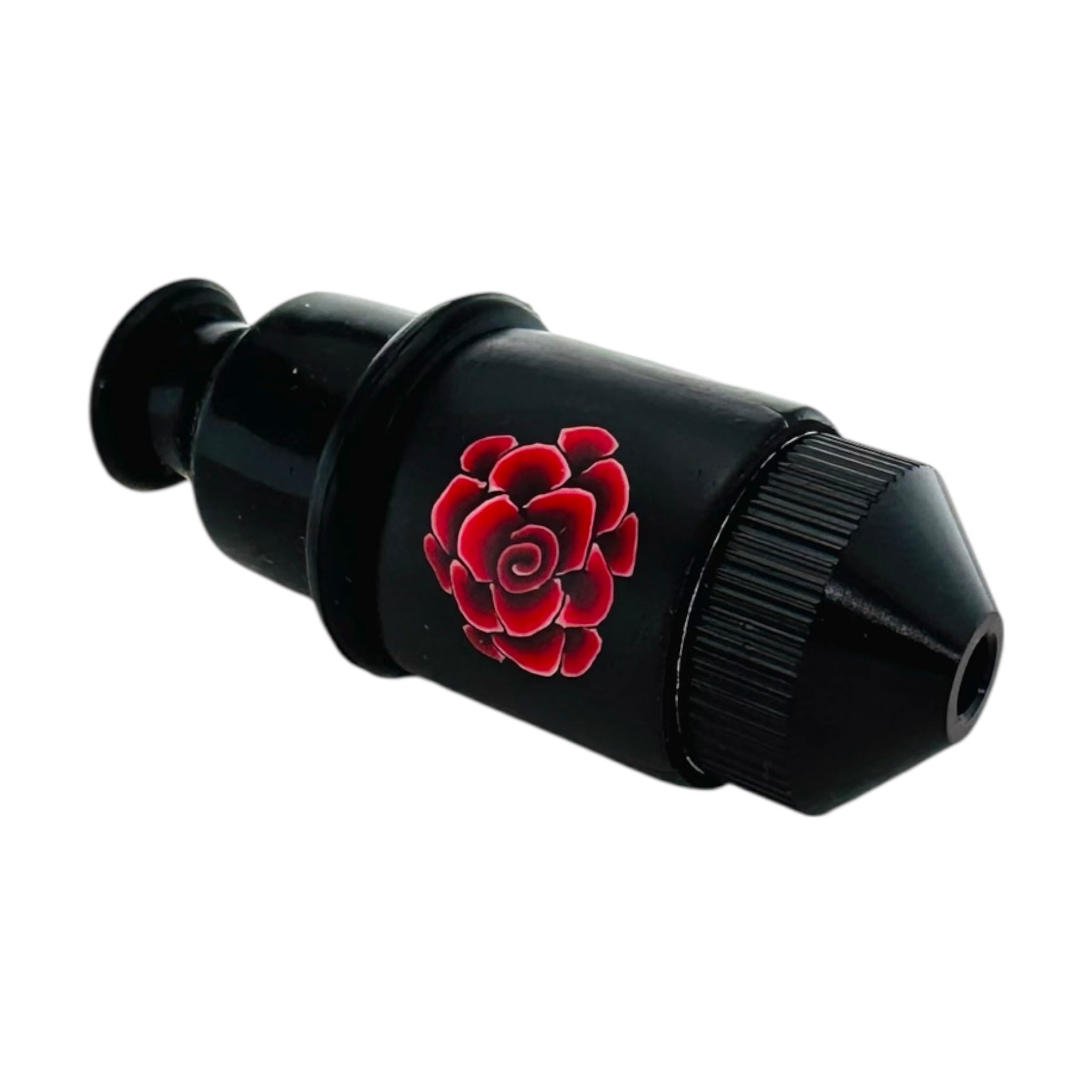 Sneak-A-Toke Metal Weed Pipe With Red Rose Femo Clay