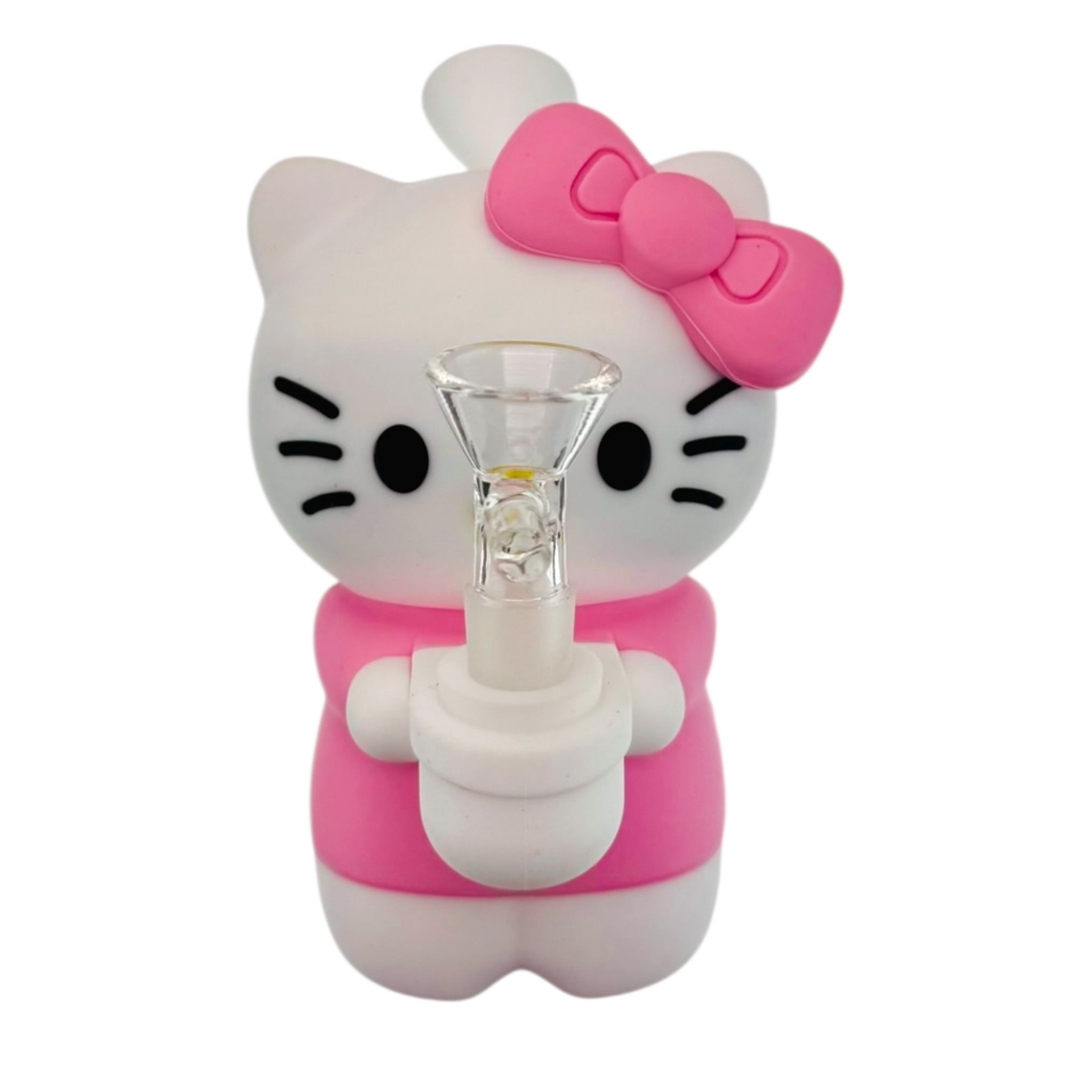 Pink And White Kitty Silicone Rubber Bong