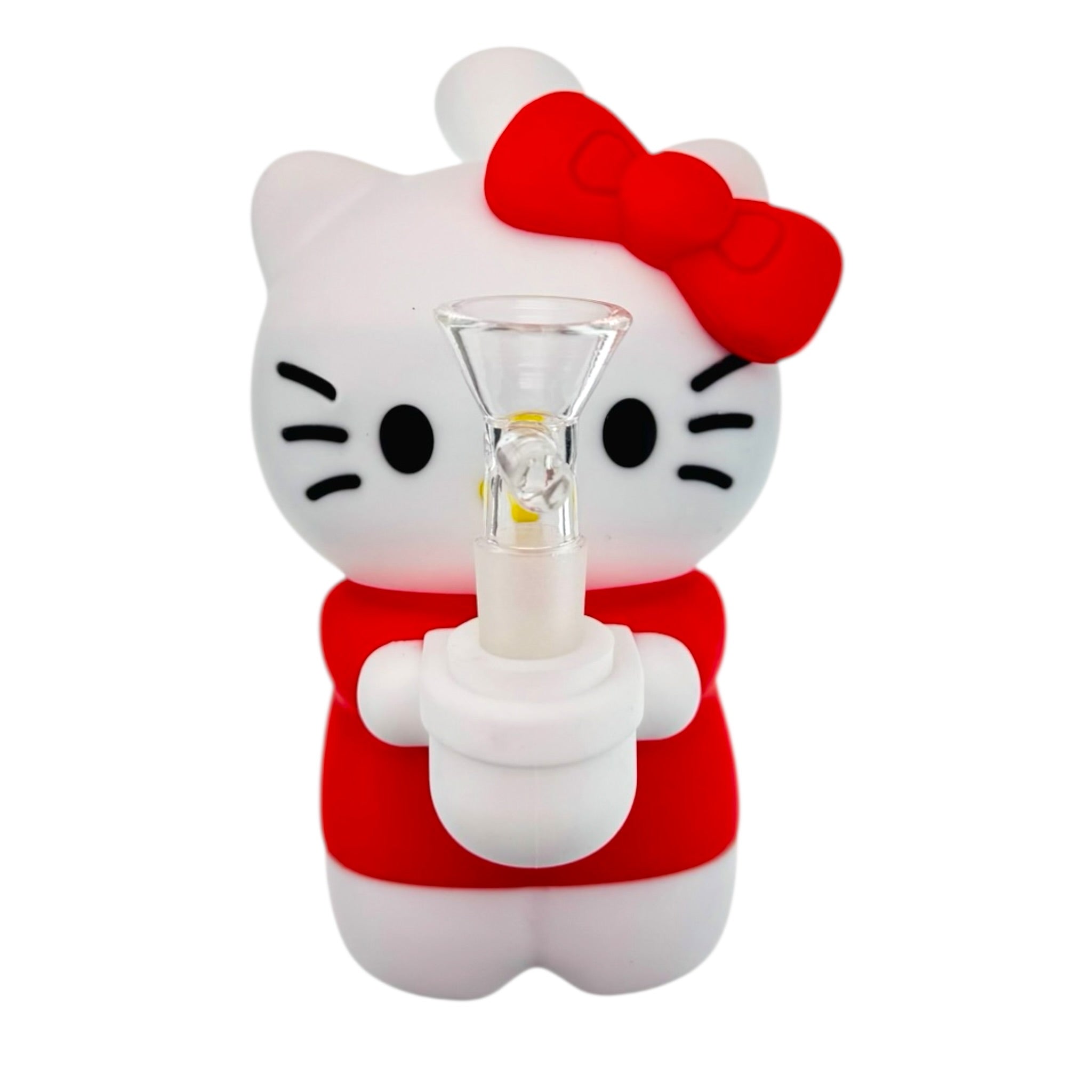 Red And White Kitty Silicone Rubber Bong