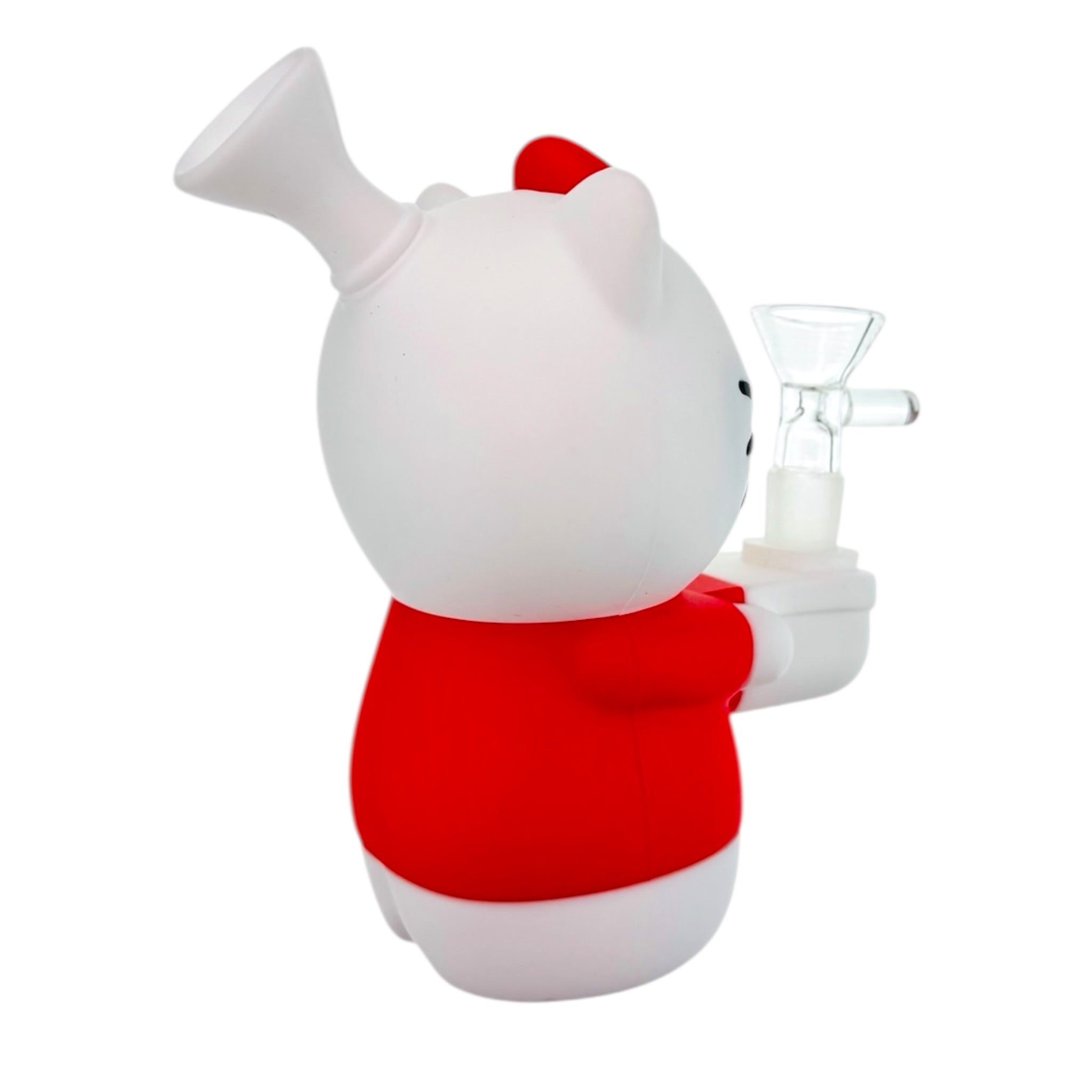 Red And White Kitty Silicone Rubber Bong