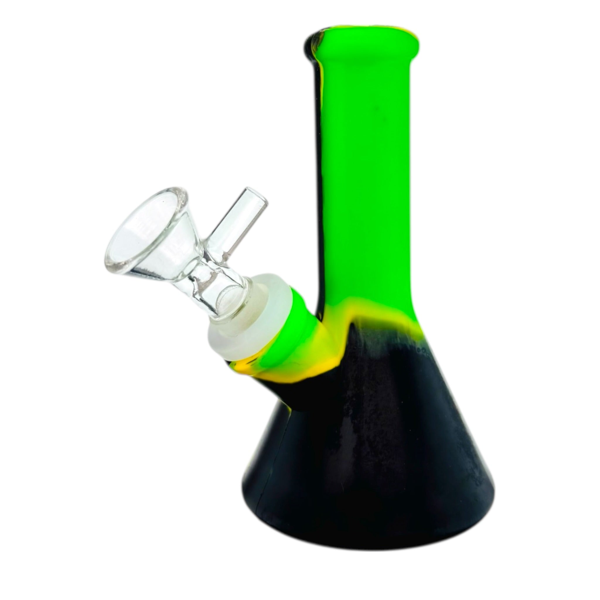 5 Inch Mini Silicone Beaker Bong Black Green And Yellow