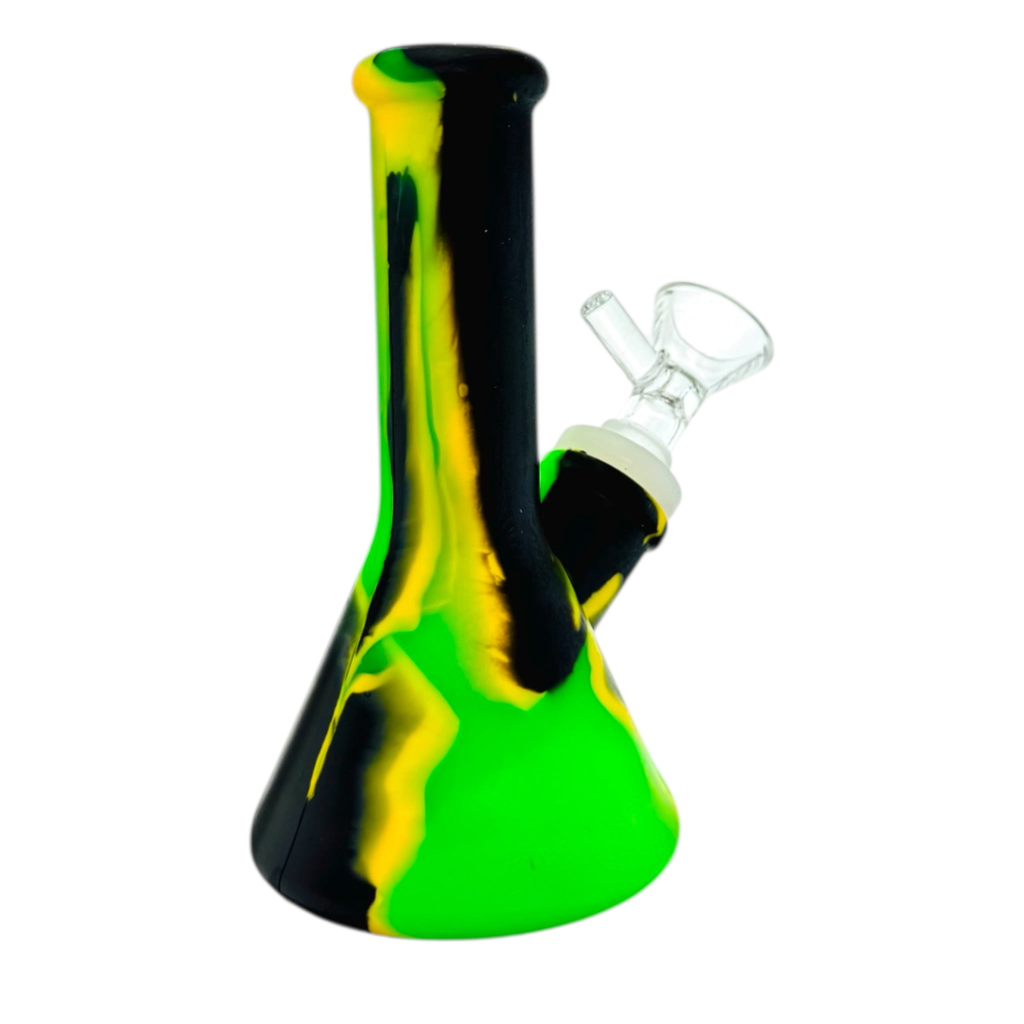 5 Inch Mini Silicone Beaker Bong Black Green And Yellow