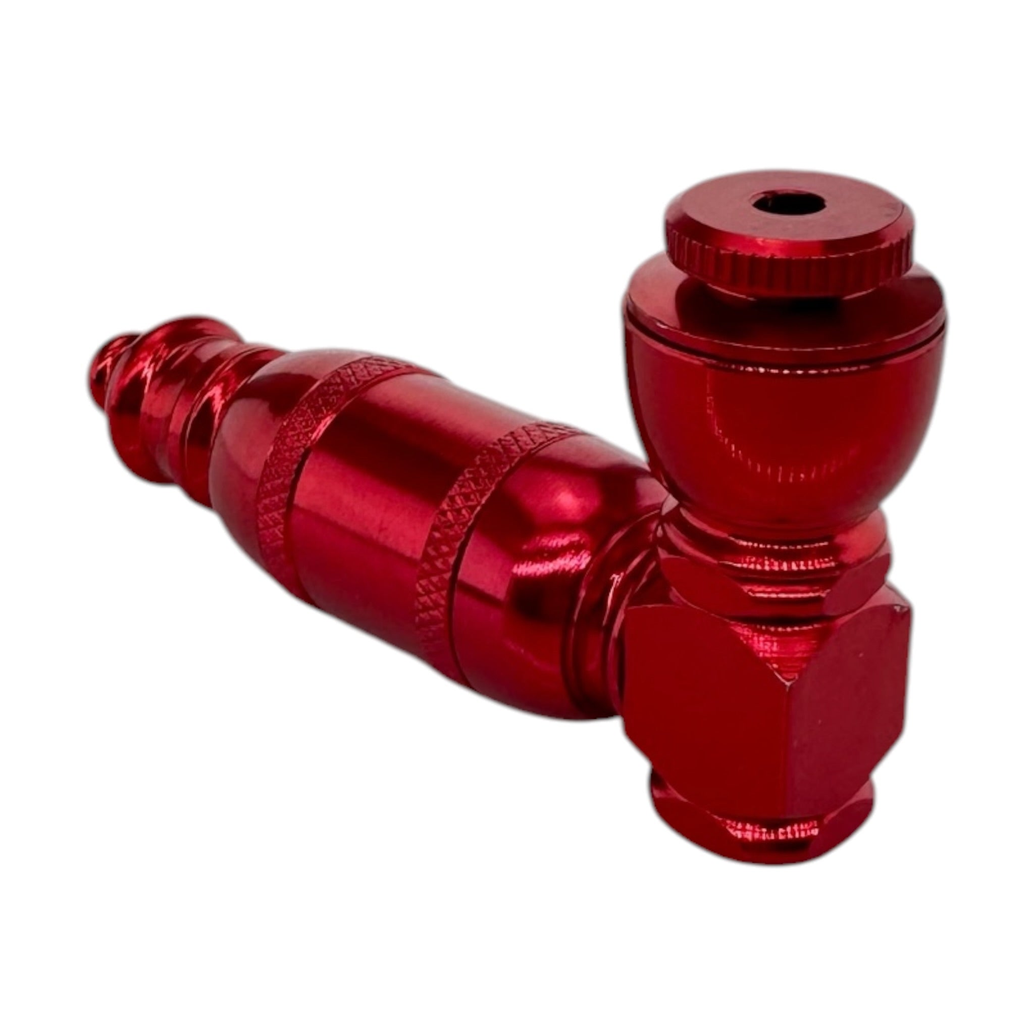 Small Red Aluminum Extended Mini Chamber Hand Pipe With Cap