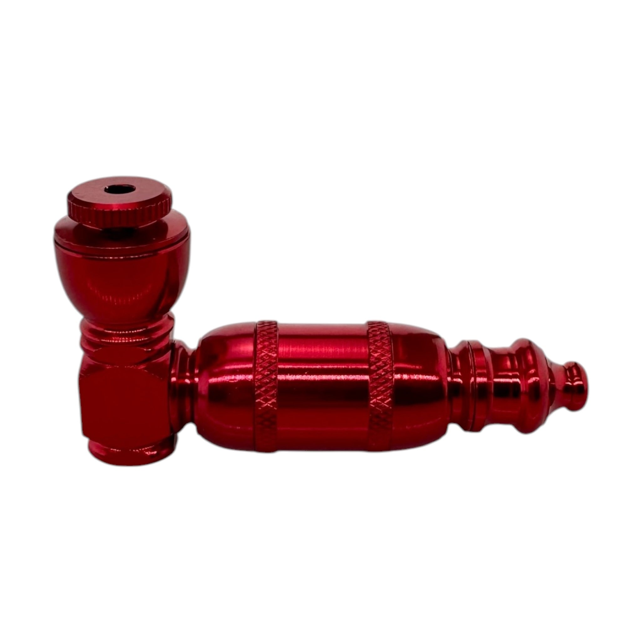 Small Red Aluminum Extended Mini Chamber Hand Pipe With Cap