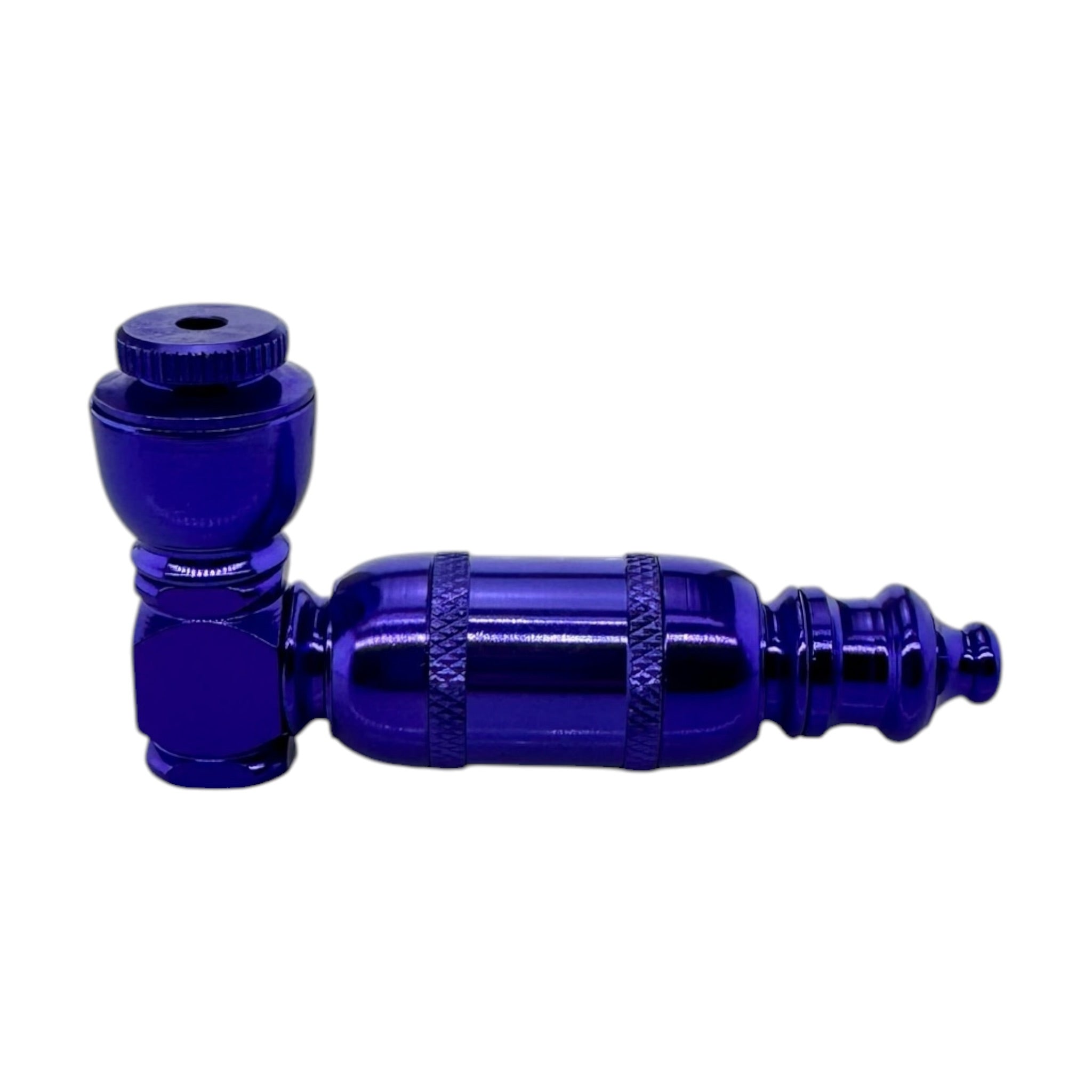 Small Purple Aluminum Extended Mini Chamber Hand Pipe With Cap