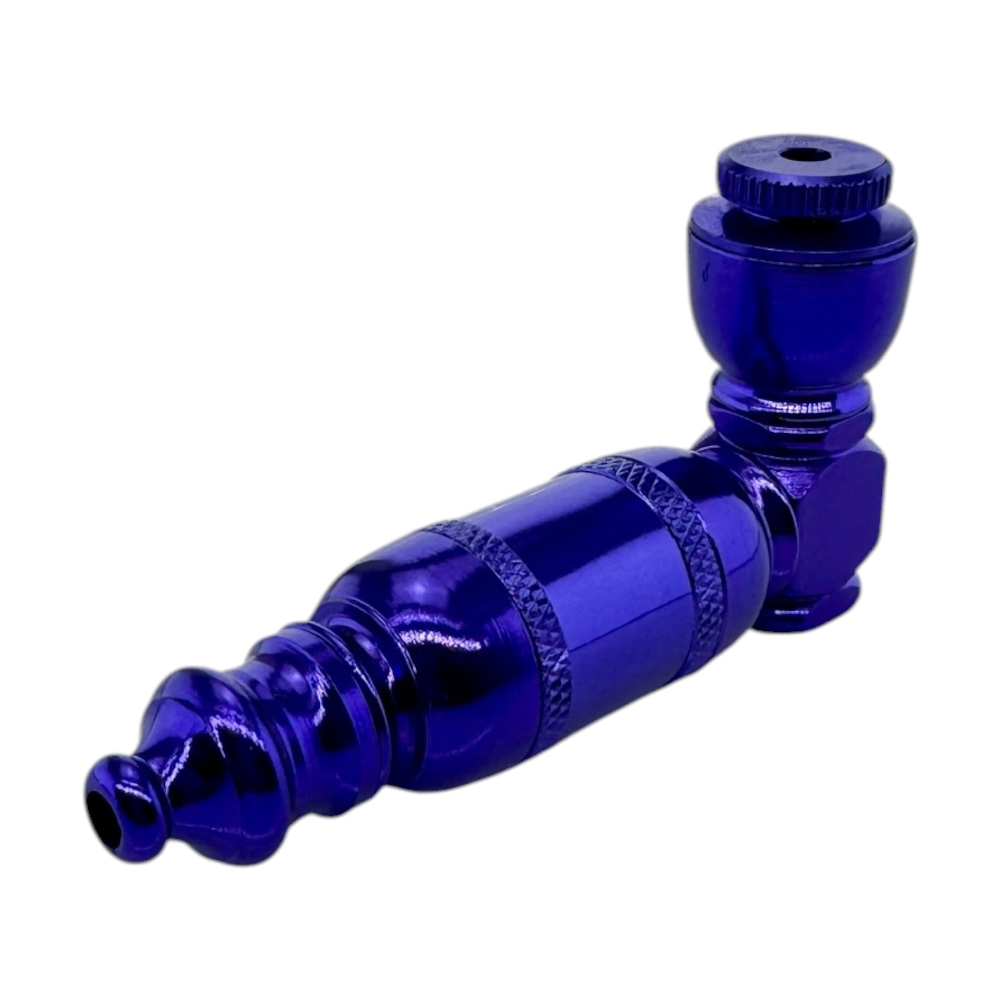 Small Purple Aluminum Extended Mini Chamber Hand Pipe With Cap