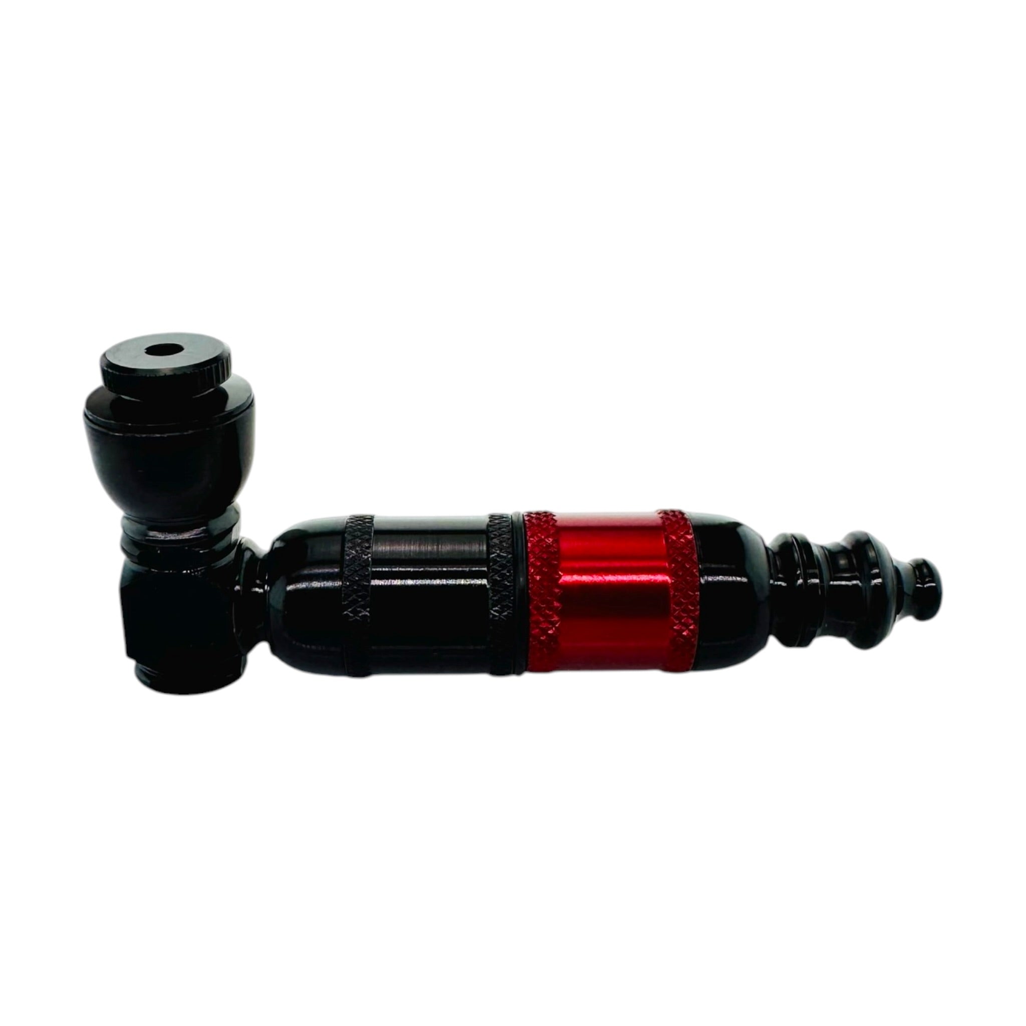 Red And Black Extra Large Chamber smoking Hand Pipe for weed with metal lid cap