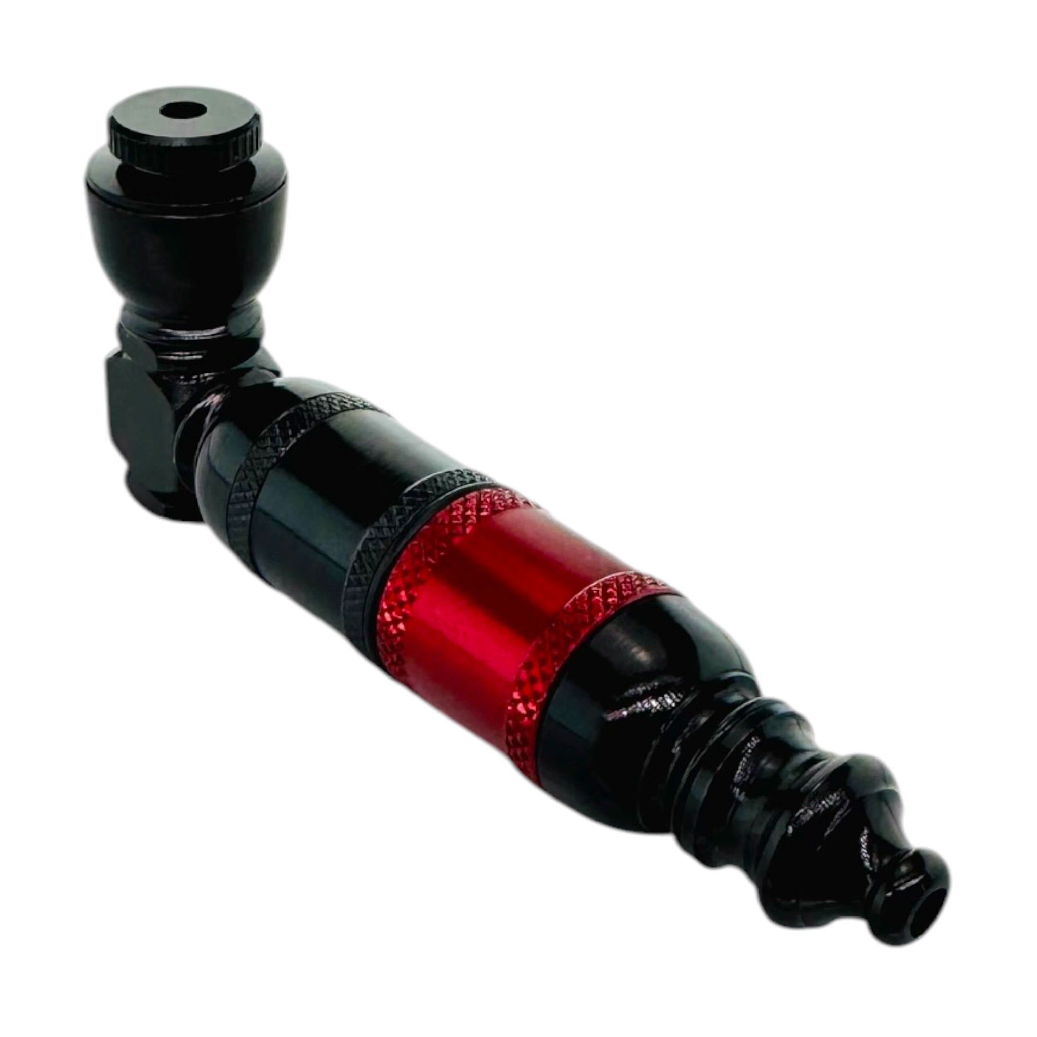 Red And Black Extra Large Chamber smoking Hand Pipe for weed with metal lid cap