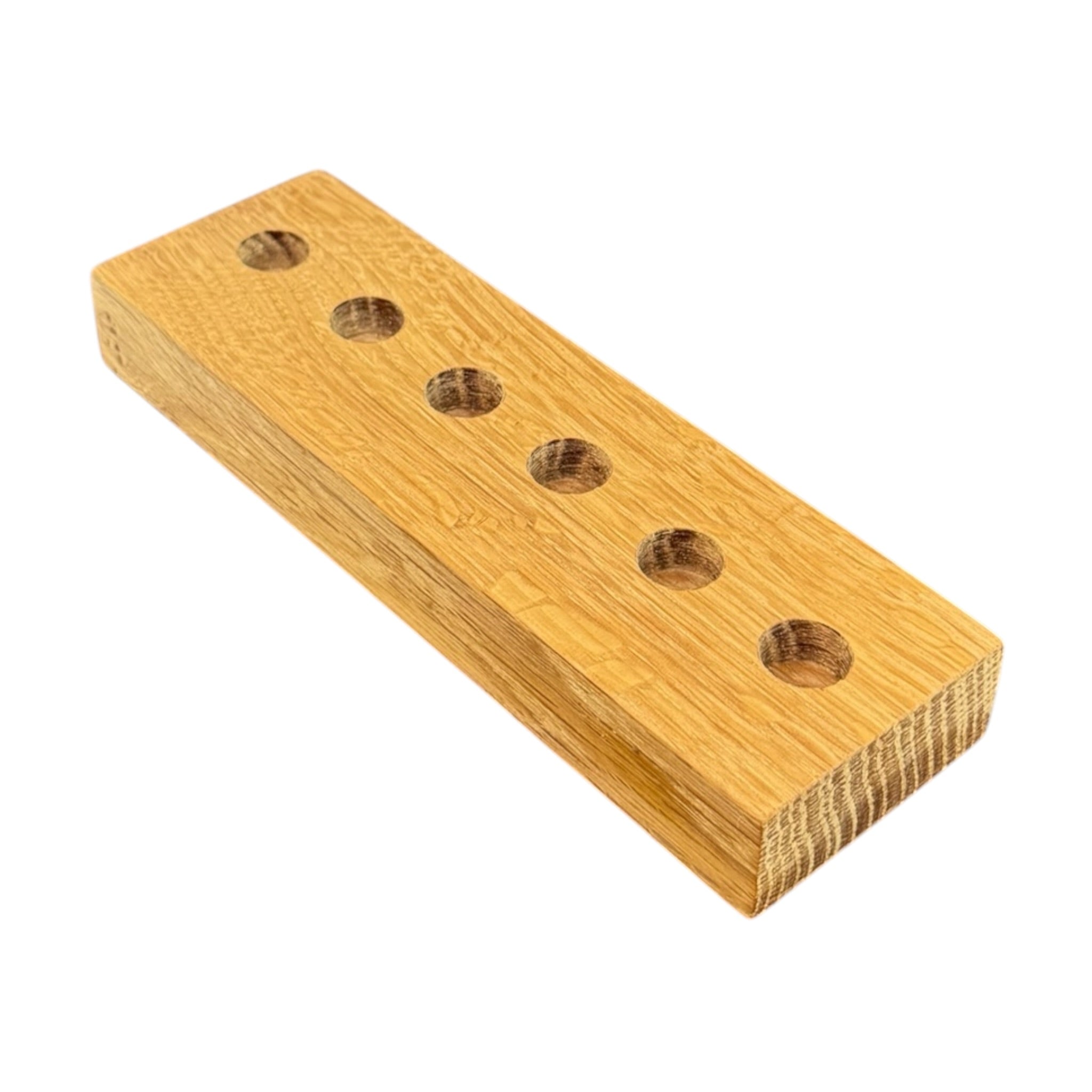 White Oak Wood Display Stand Holder For 14mm Bowls And Quartz Bangers 6 Hole