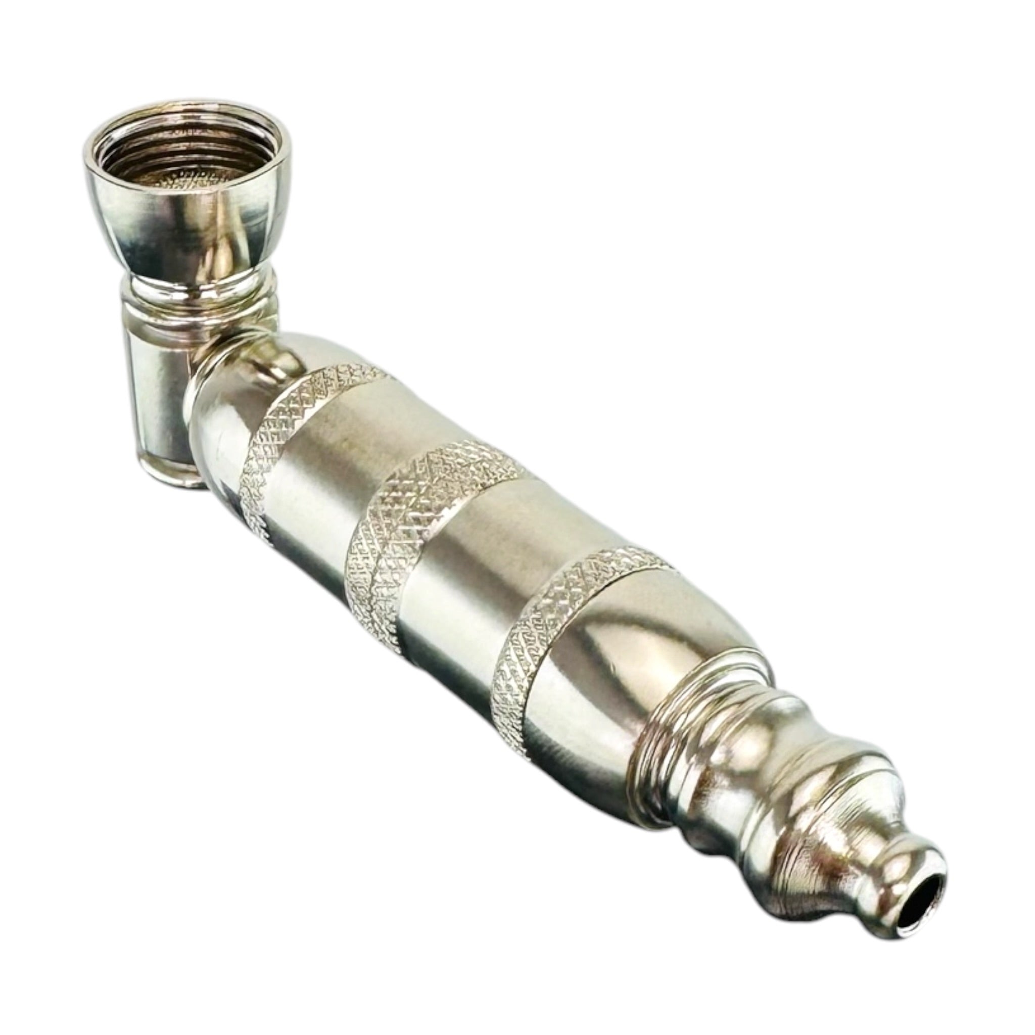 Silver Extra Large Chamber Smoking Metal Hand Pipe Aluminum Steel