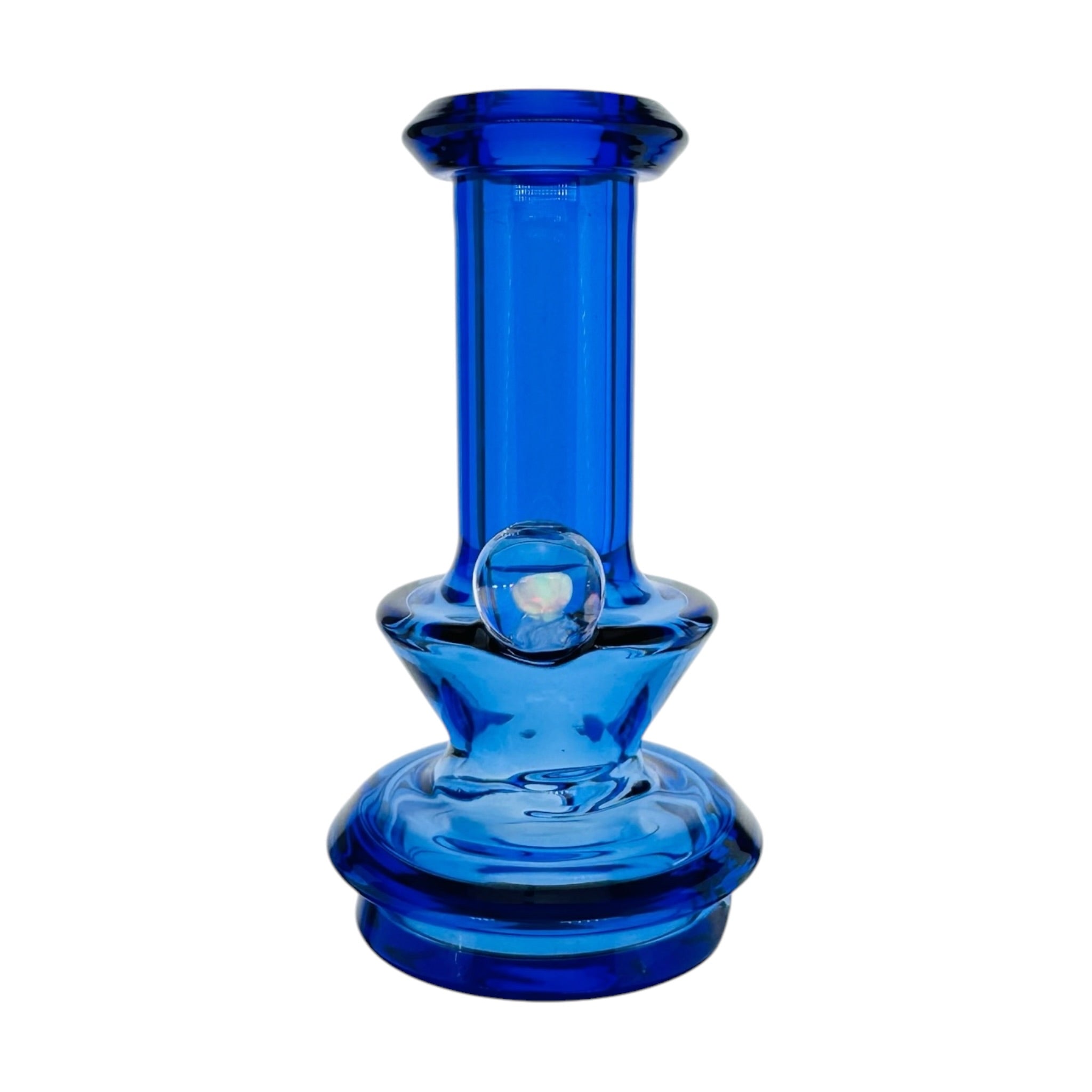 Transparent Cobalt Blue With Opal Dry Hit Attachment For Puffco Peak And Peak Pro