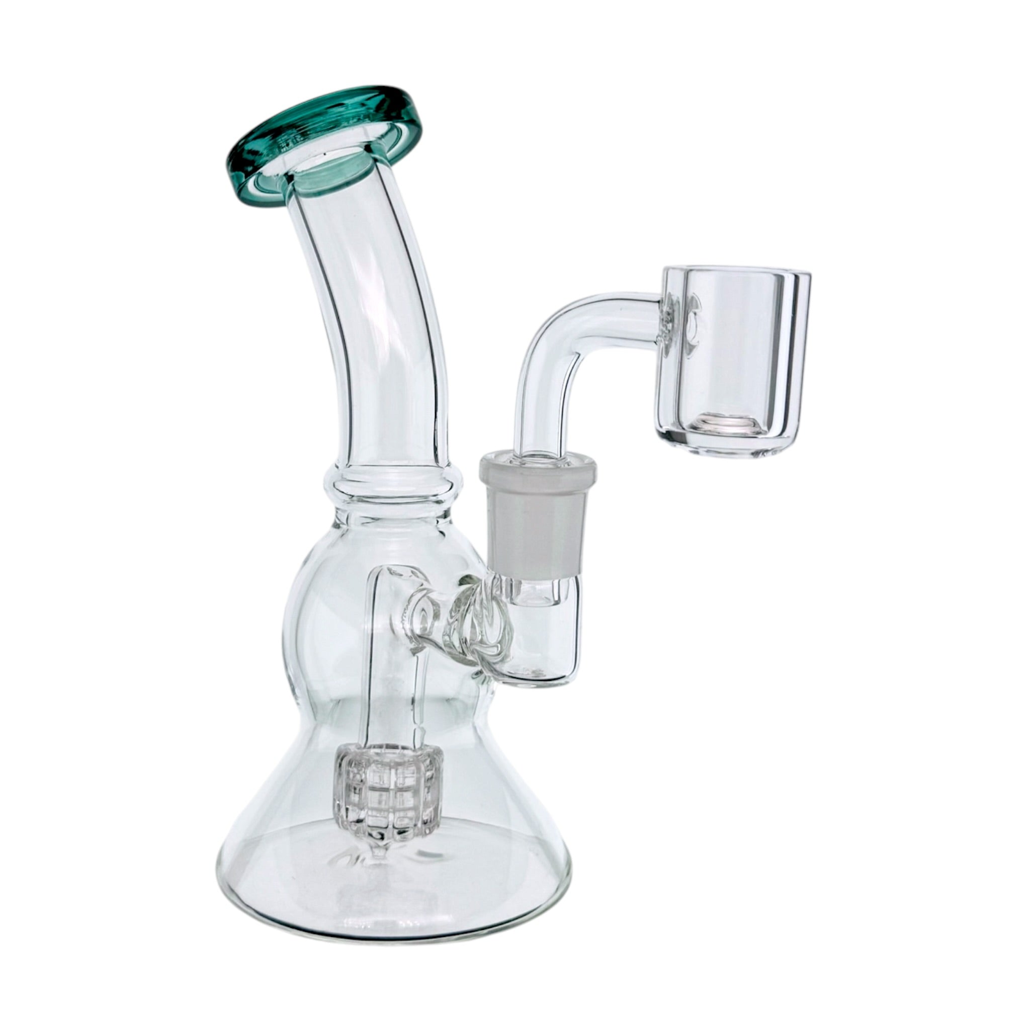 Glass Mini Dab Rig With Color Lip Dark Green