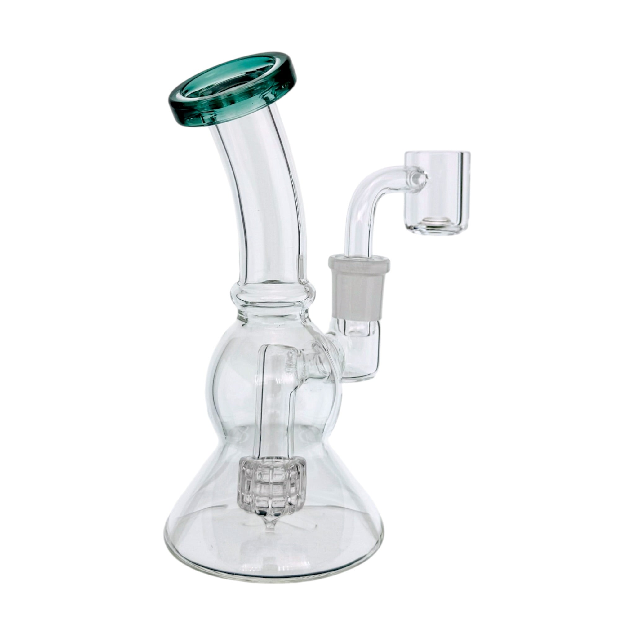 Glass Mini Dab Rig With Color Lip Dark Green