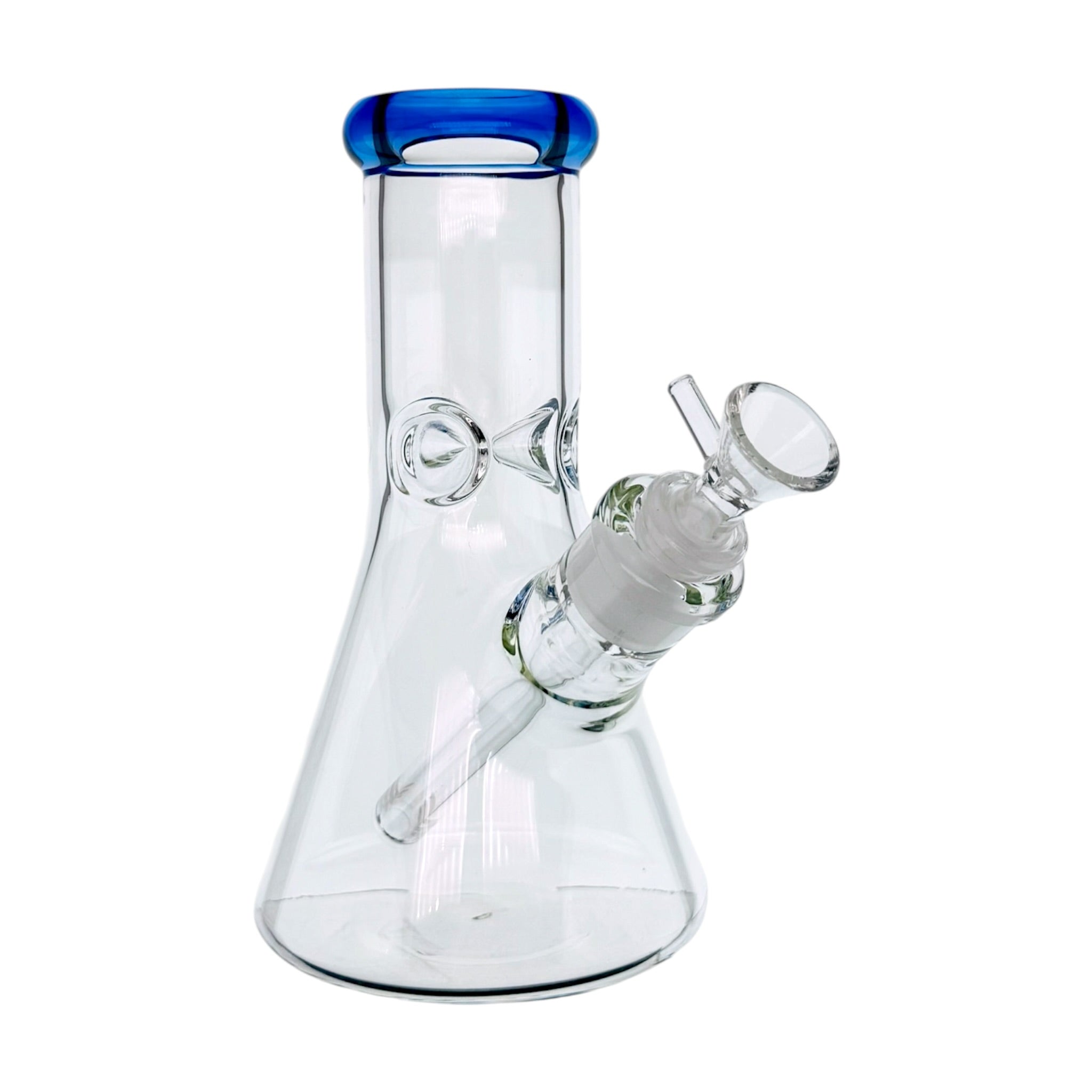 8 Inch Extra Thick Clear Glass Bong With Blue Mouthpiece