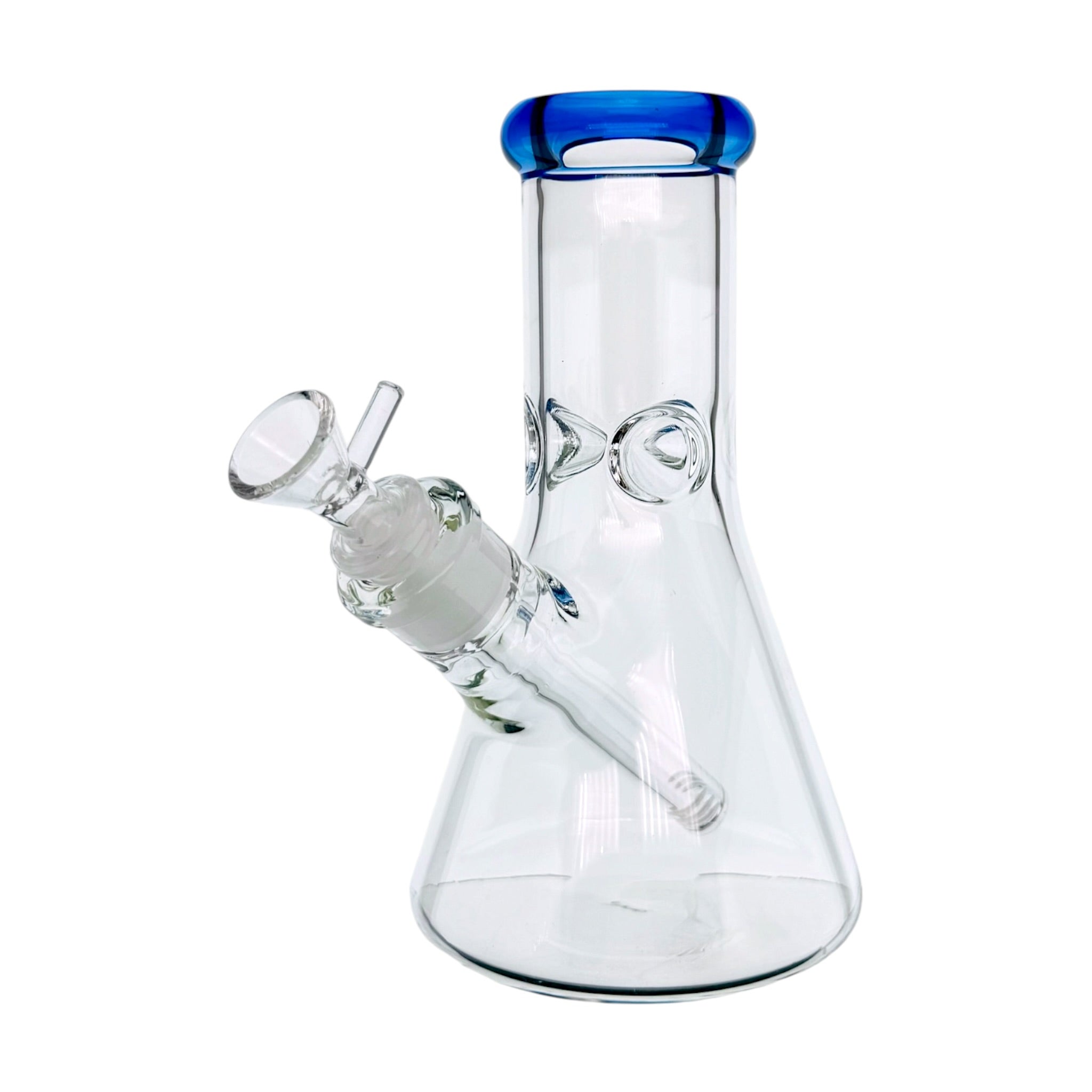 8 Inch Extra Thick Clear Glass Bong With Blue Mouthpiece